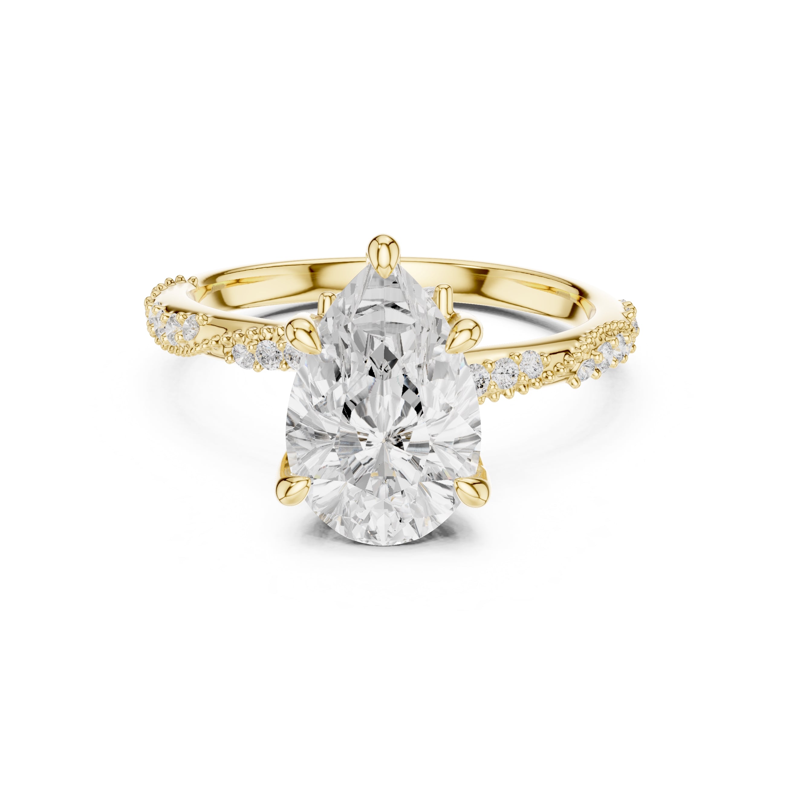 Botanical Blossom Engagement Ring Yellow Gold Pear