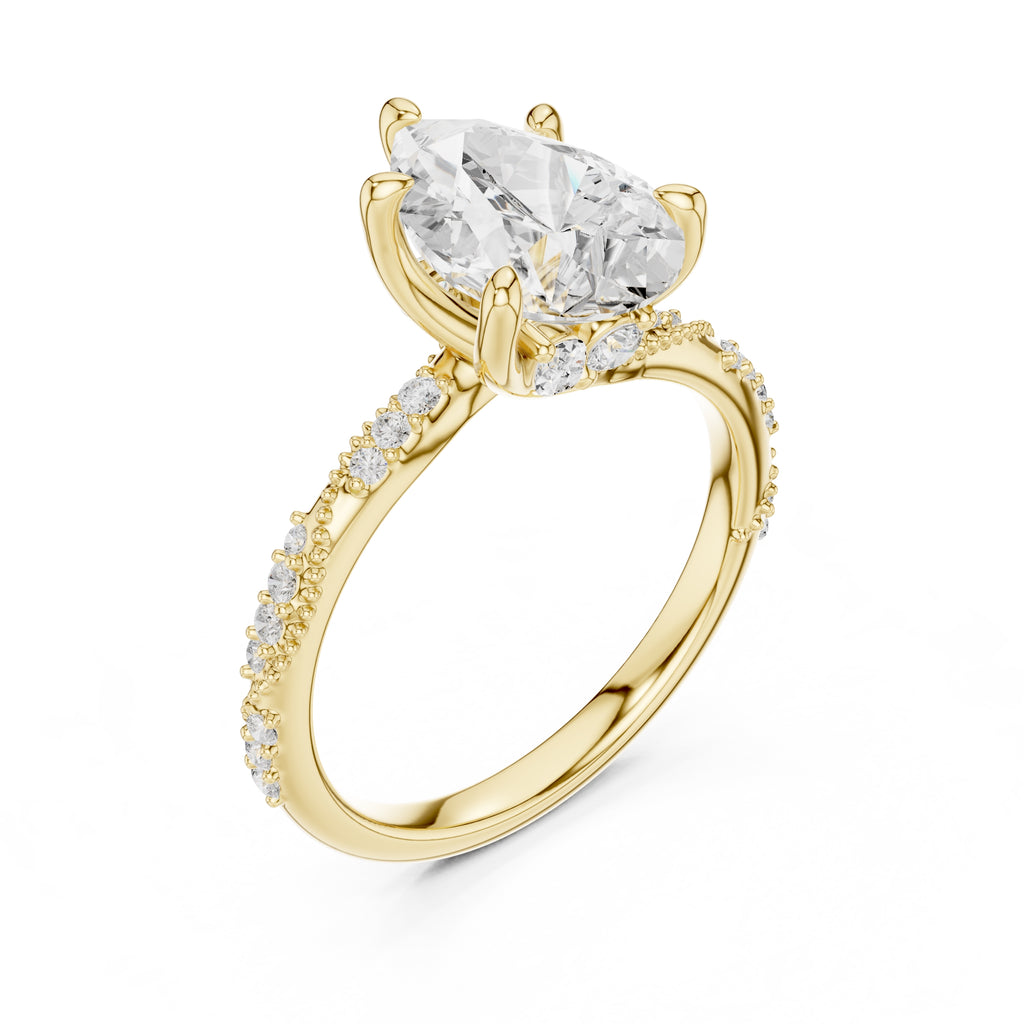 Botanical Blossom Engagement Ring Yellow Gold Pear