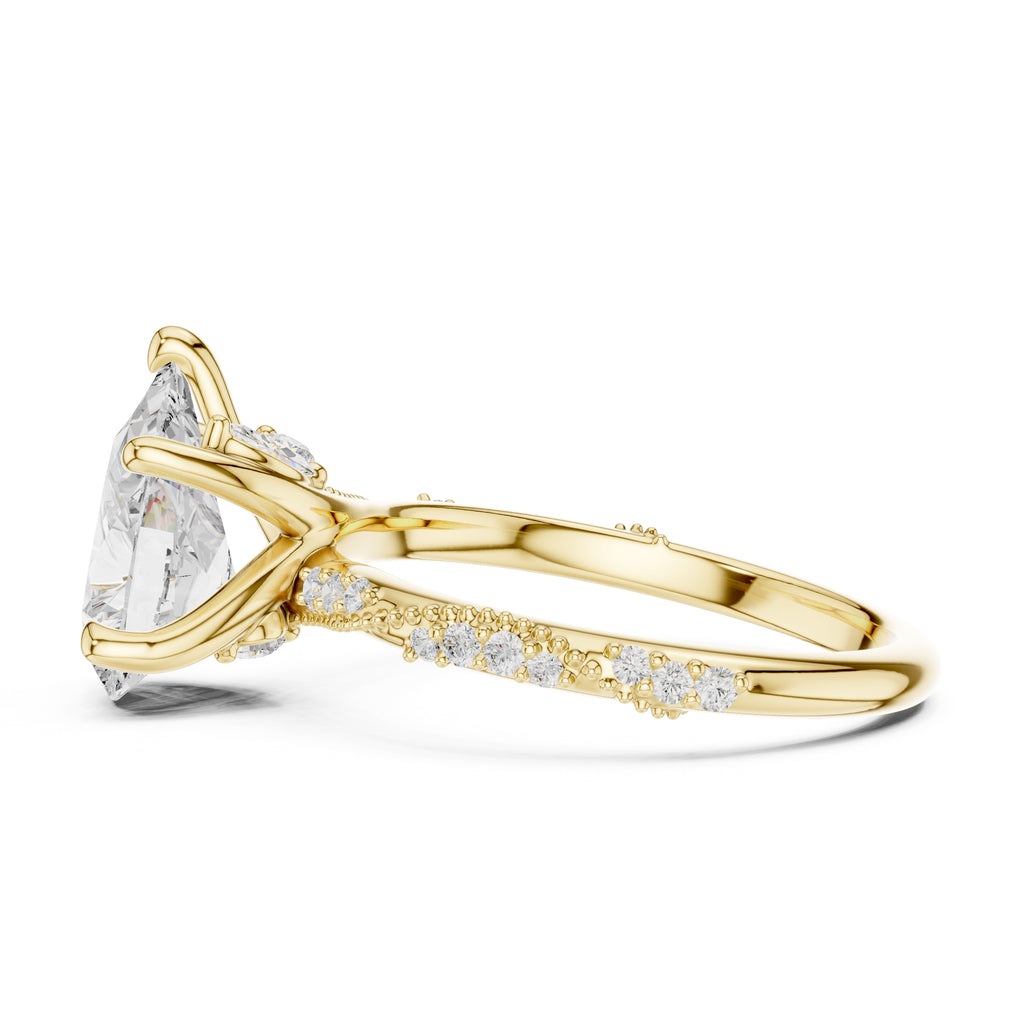Botanical Blossom Engagement Ring Yellow Gold Pear