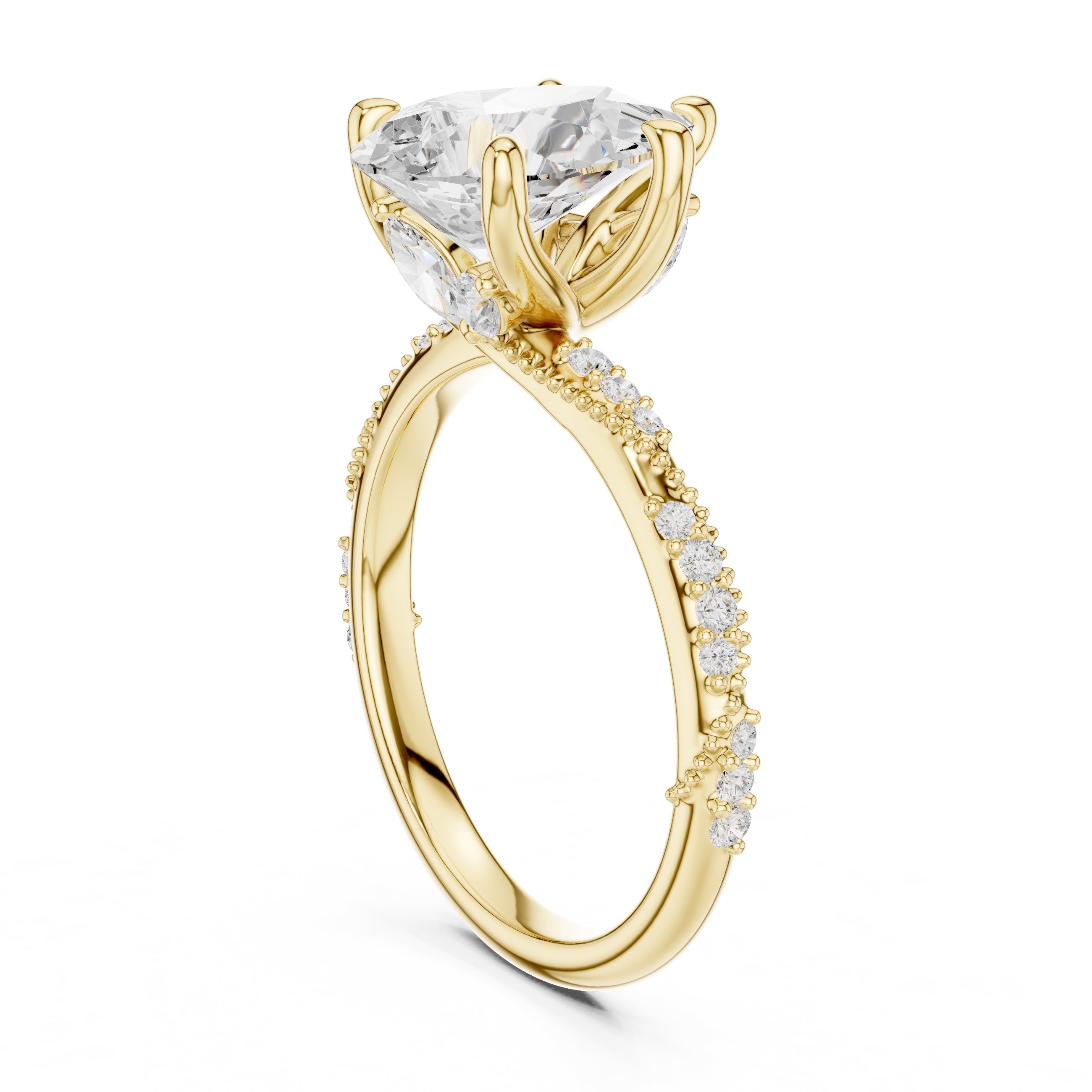 Botanical Blossom Engagement Ring Yellow Gold Pear