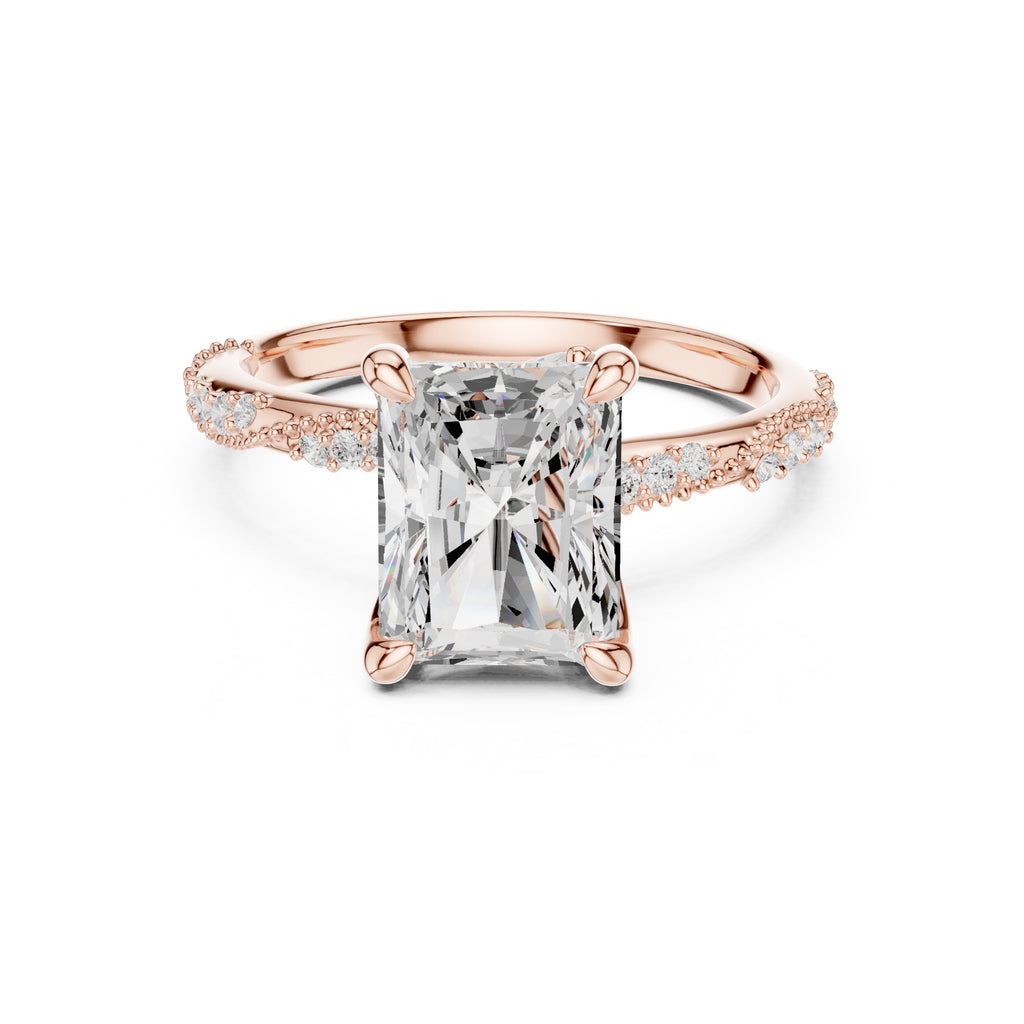 Botanical Blossom Engagement Ring Rose Gold Radiant