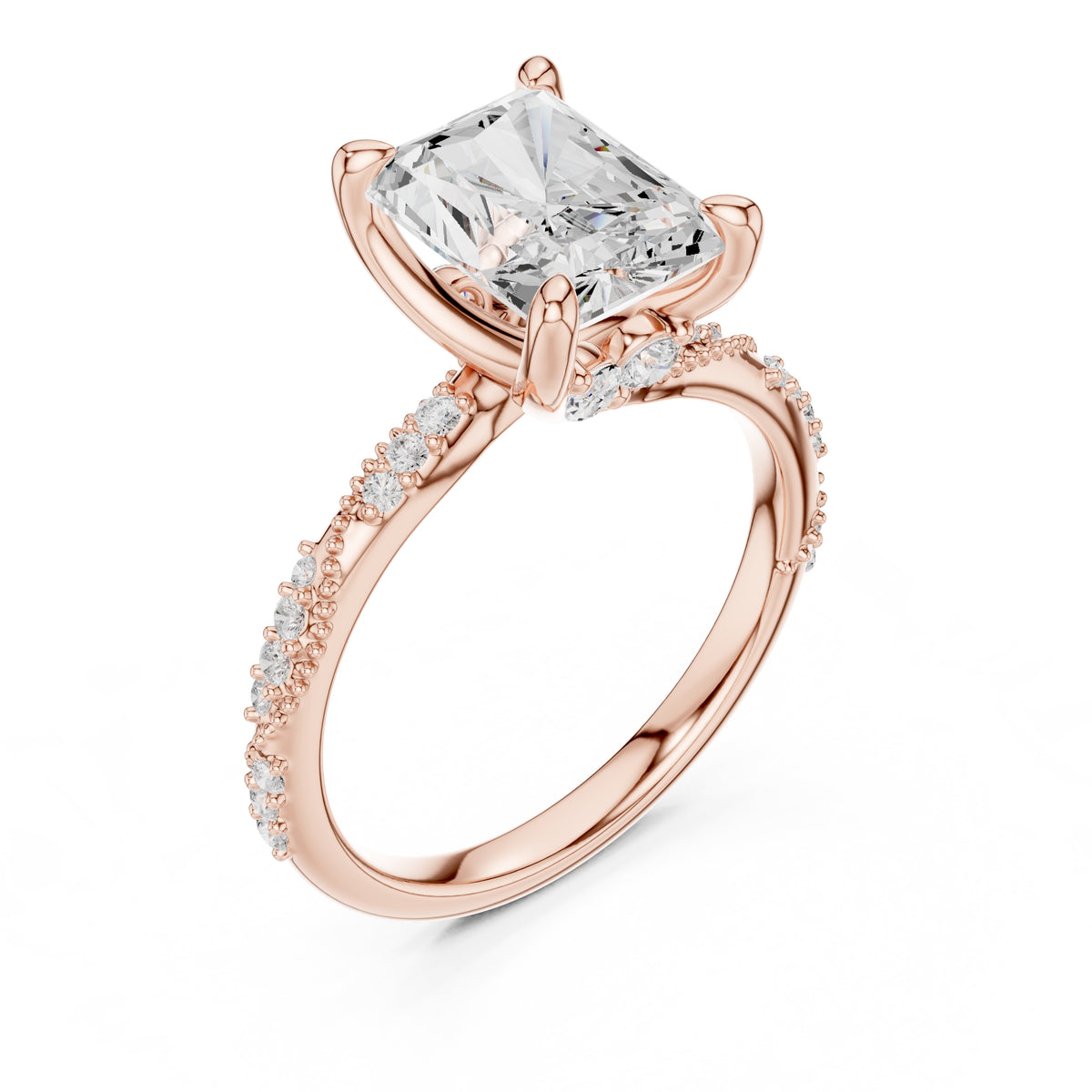 Botanical Blossom Engagement Ring Rose Gold Radiant