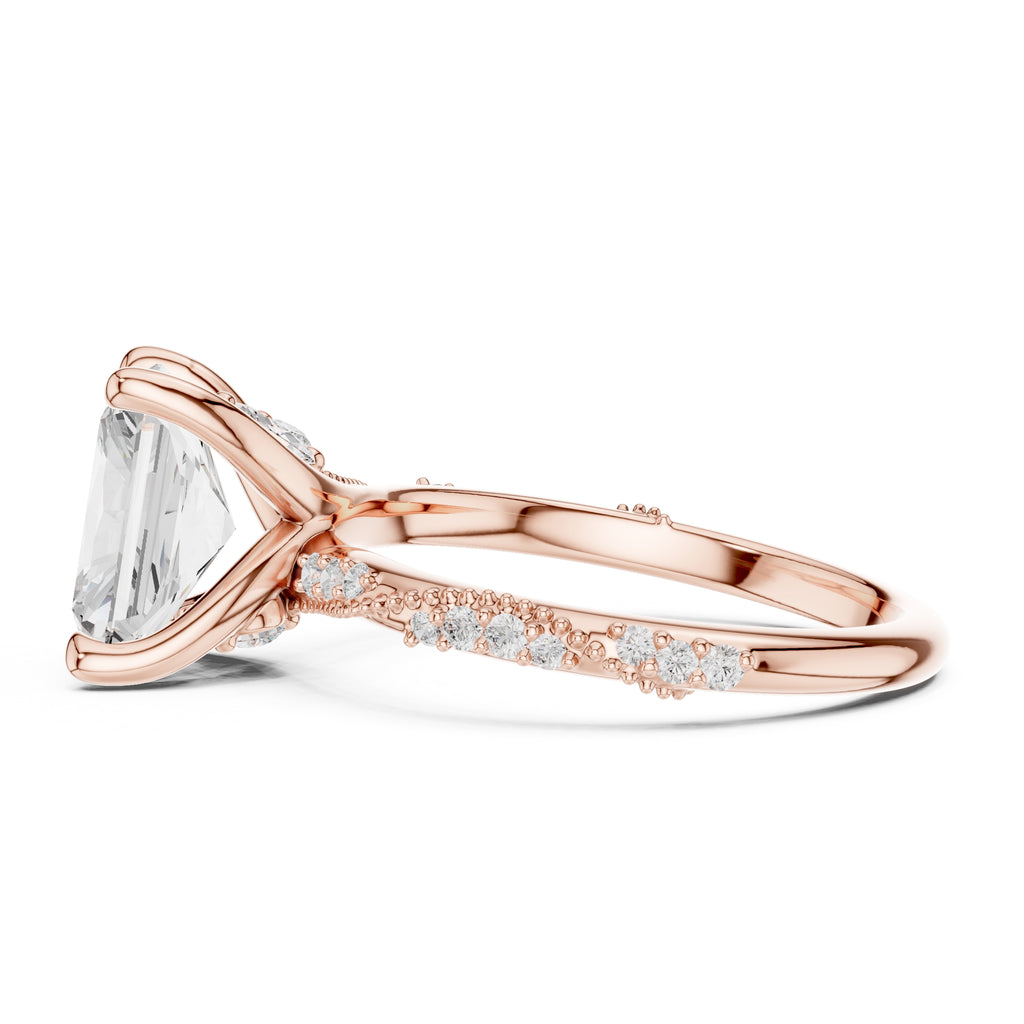 Botanical Blossom Engagement Ring Rose Gold Radiant