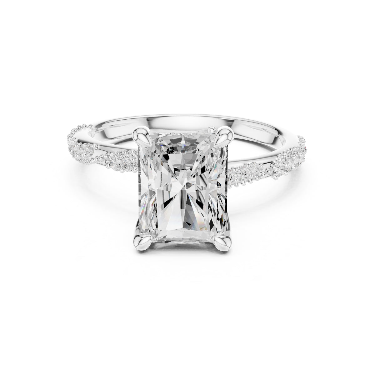 Botanical Blossom Engagement Ring White Gold Radiant