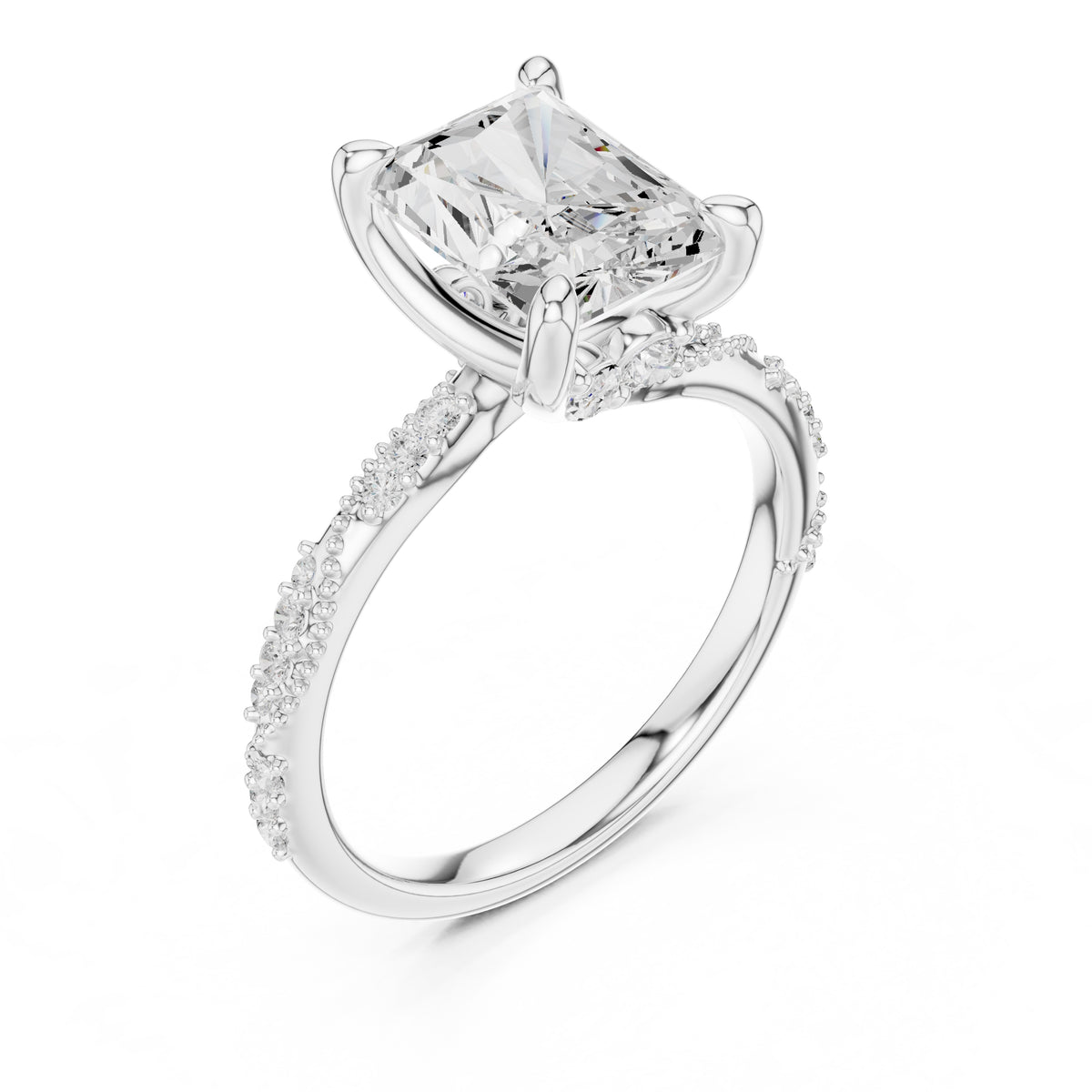 Botanical Blossom Engagement Ring White Gold Radiant