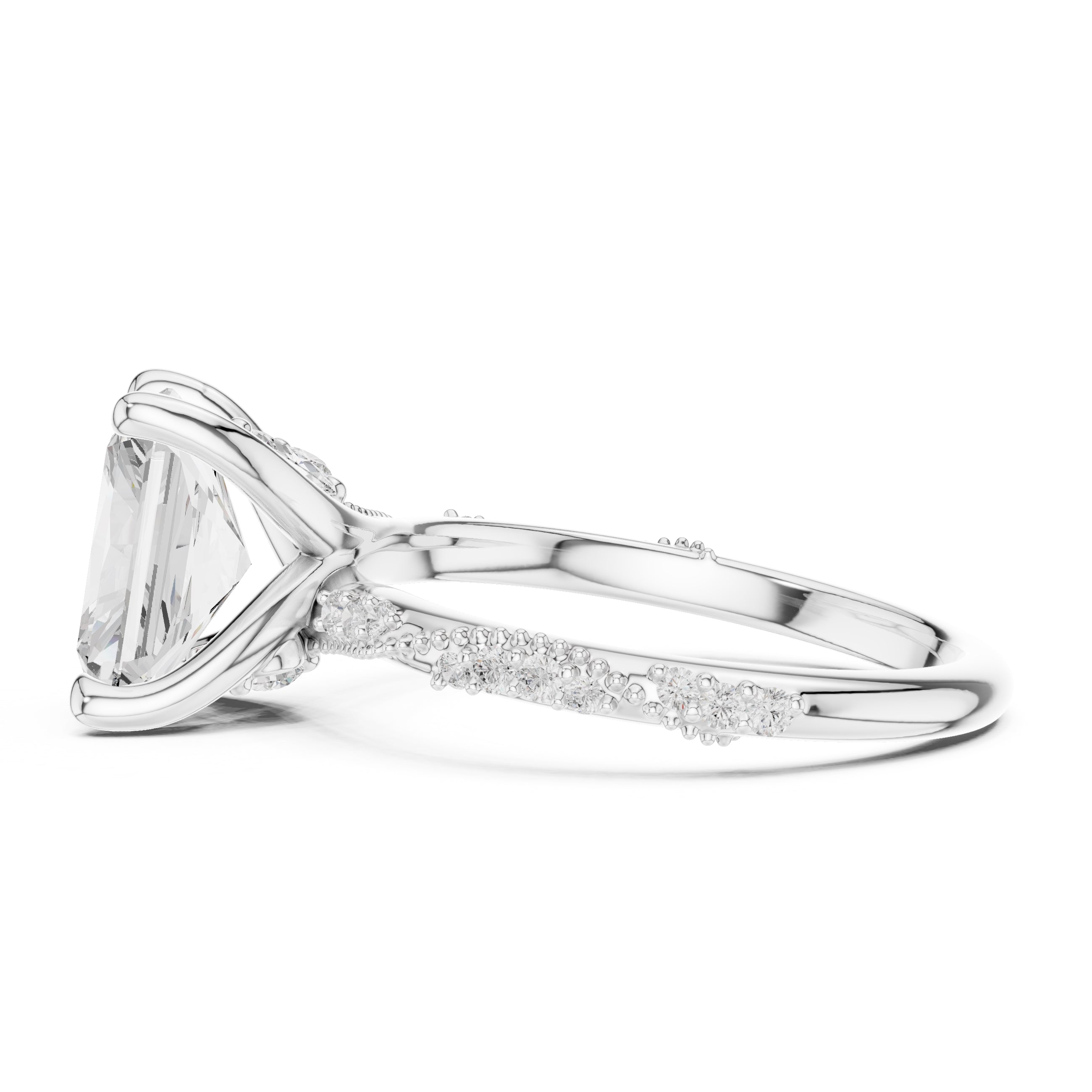 Botanical Blossom Engagement Ring White Gold Radiant
