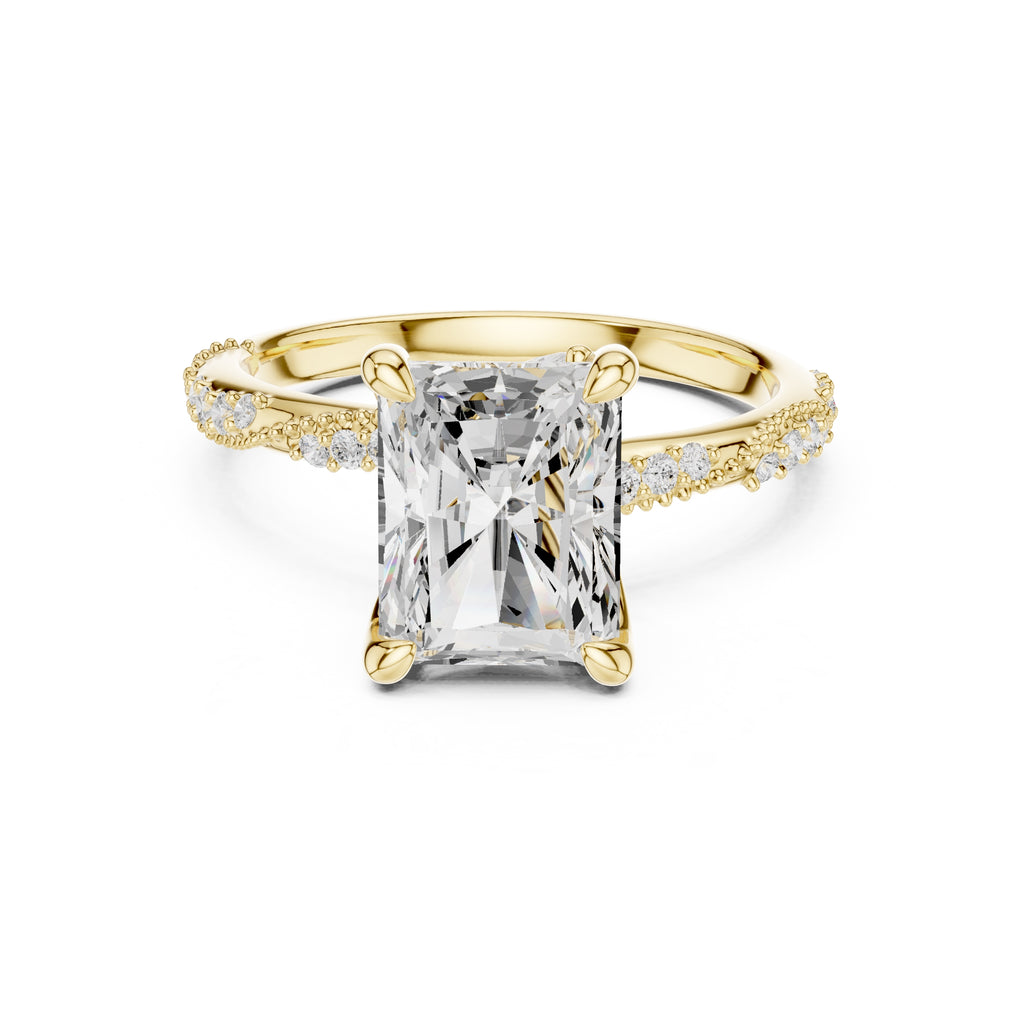 Botanical Blossom Engagement Ring Yellow Gold Radiant