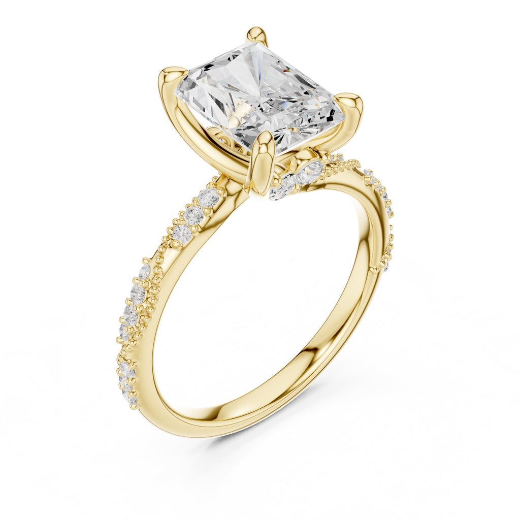 Botanical Blossom Engagement Ring Yellow Gold Radiant