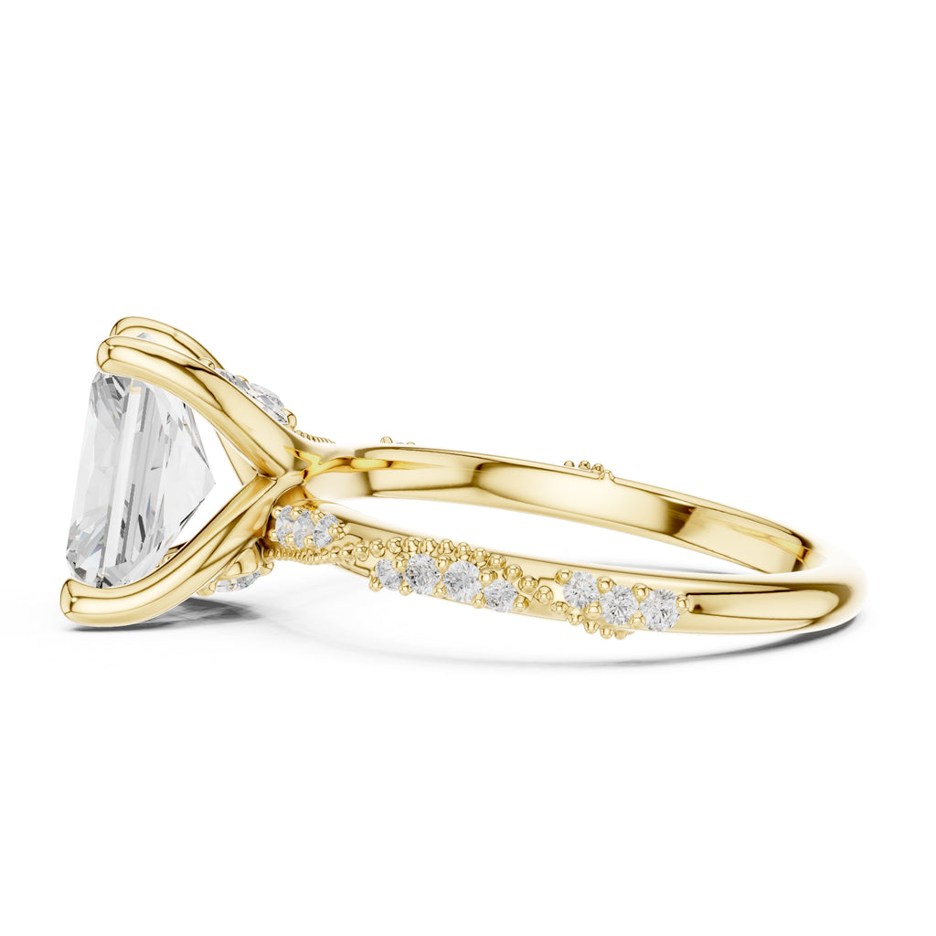 Botanical Blossom Engagement Ring Yellow Gold Radiant