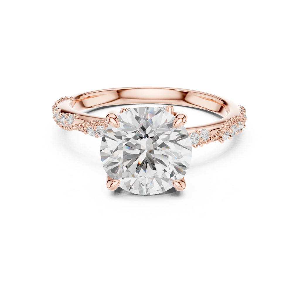 Botanical Blossom Engagement Ring Rose Gold Round