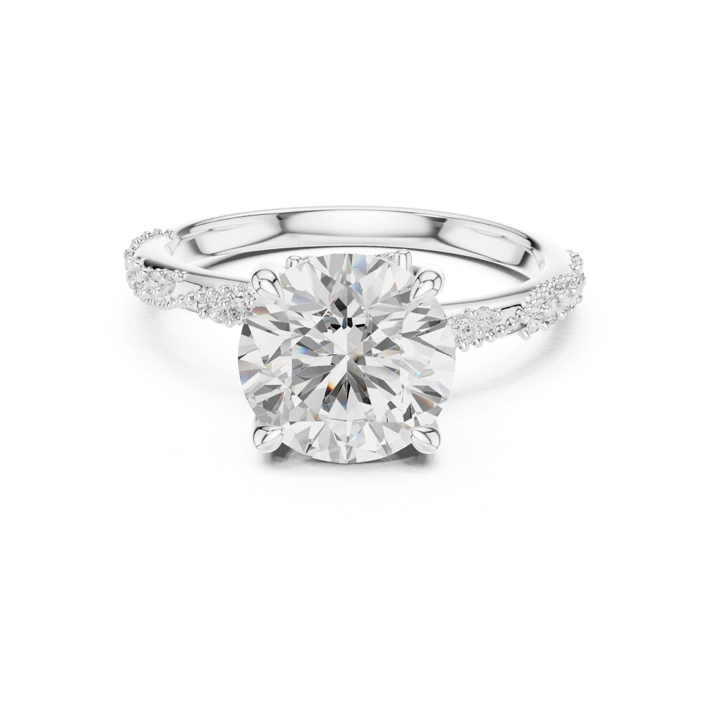 Botanical Blossom Engagement Ring White Gold Round