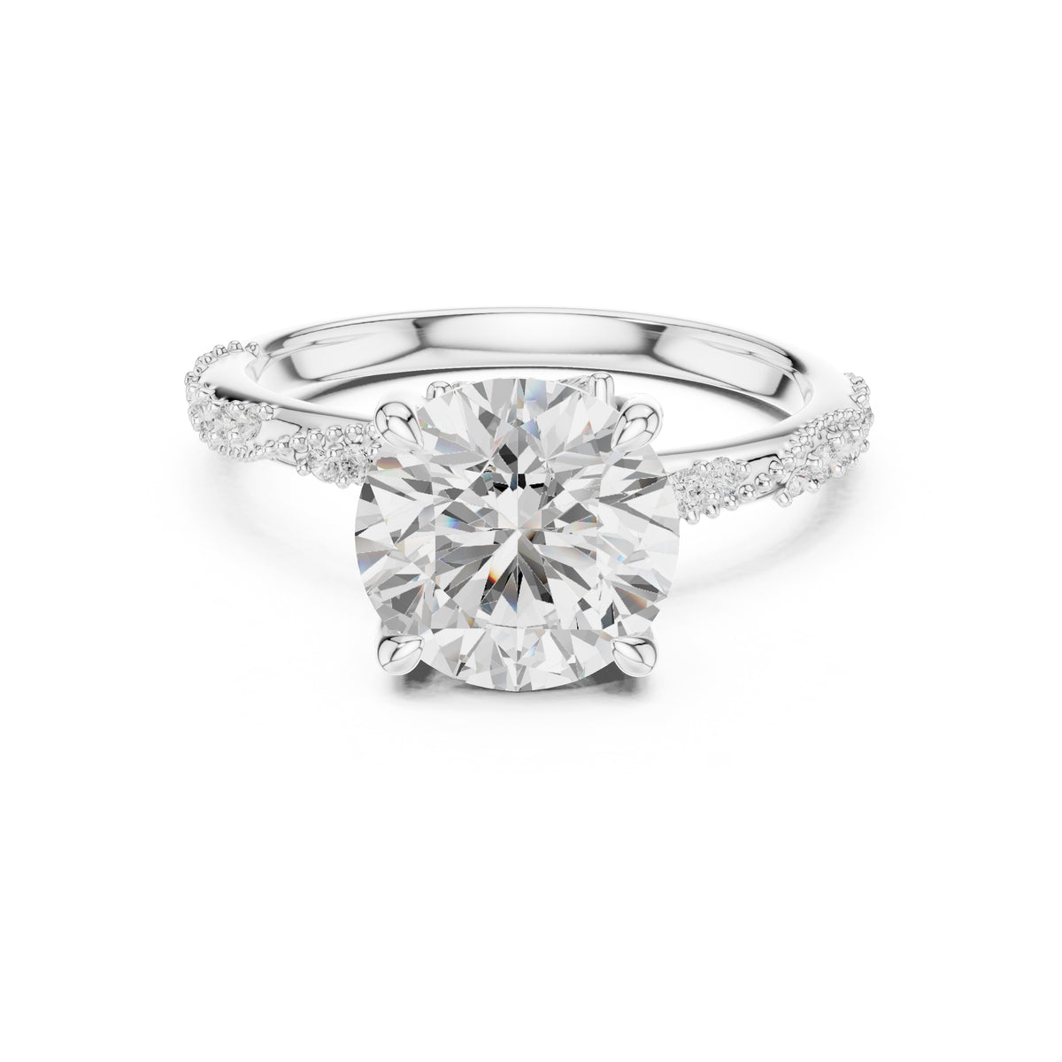 Botanical Blossom Engagement Ring White Gold Round