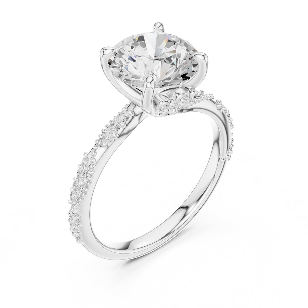 Botanical Blossom Engagement Ring White Gold Round