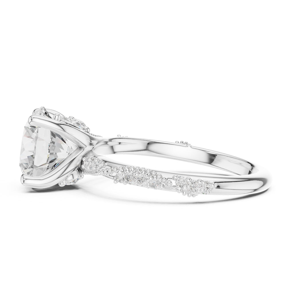 Botanical Blossom Engagement Ring White Gold Round