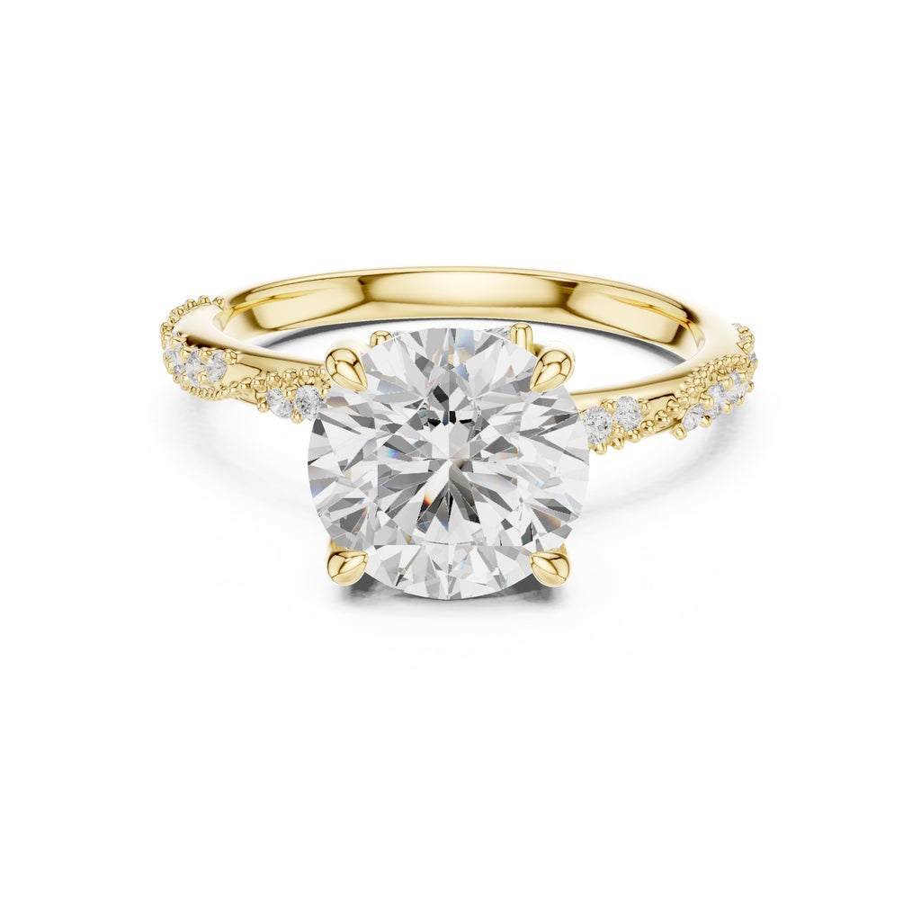 Botanical Blossom Engagement Ring Yellow Gold Round