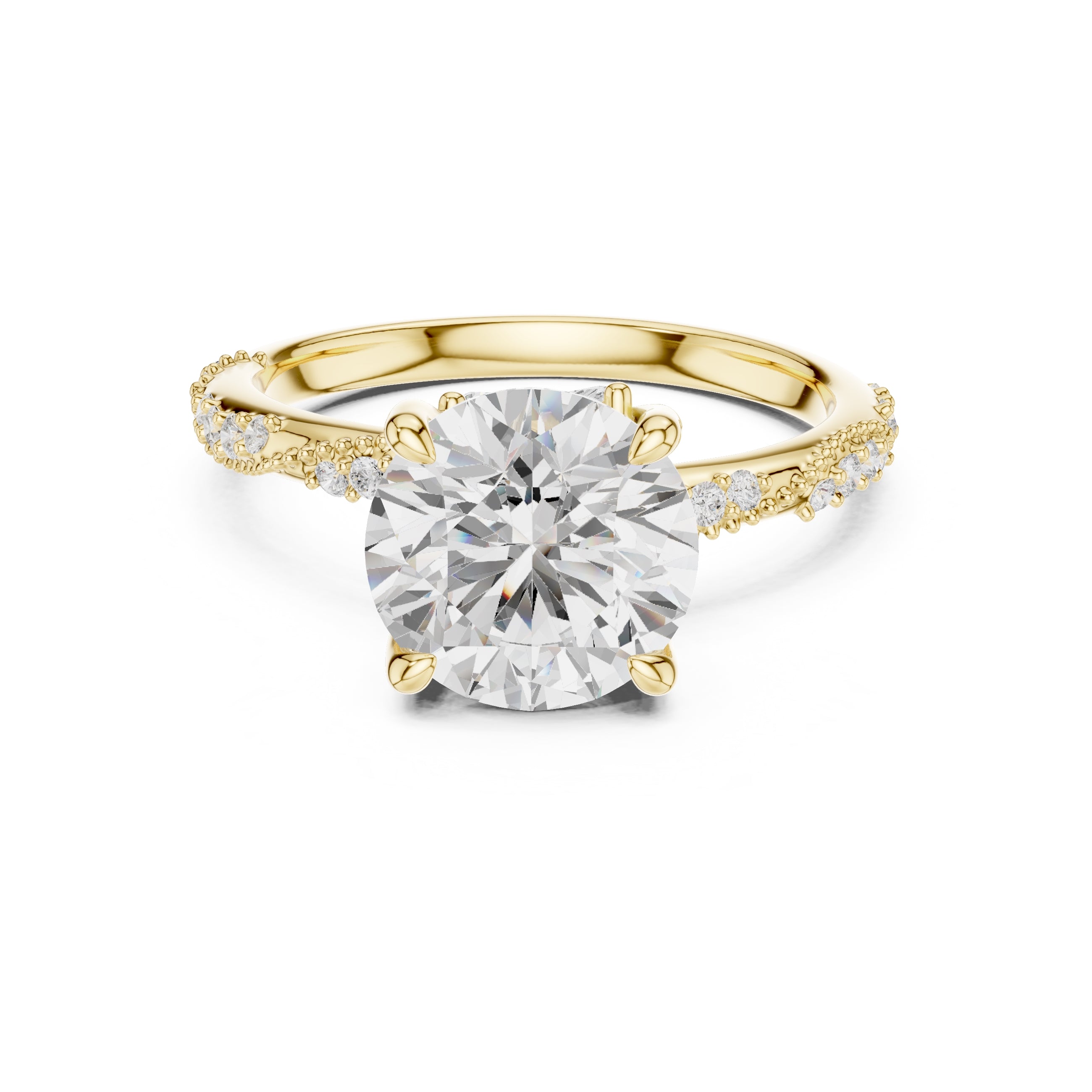 Botanical Blossom Engagement Ring Yellow Gold Round