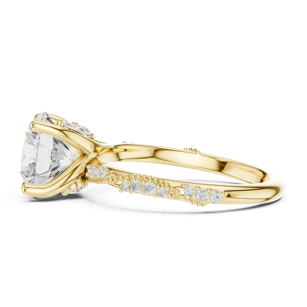 Botanical Blossom Engagement Ring Yellow Gold Round