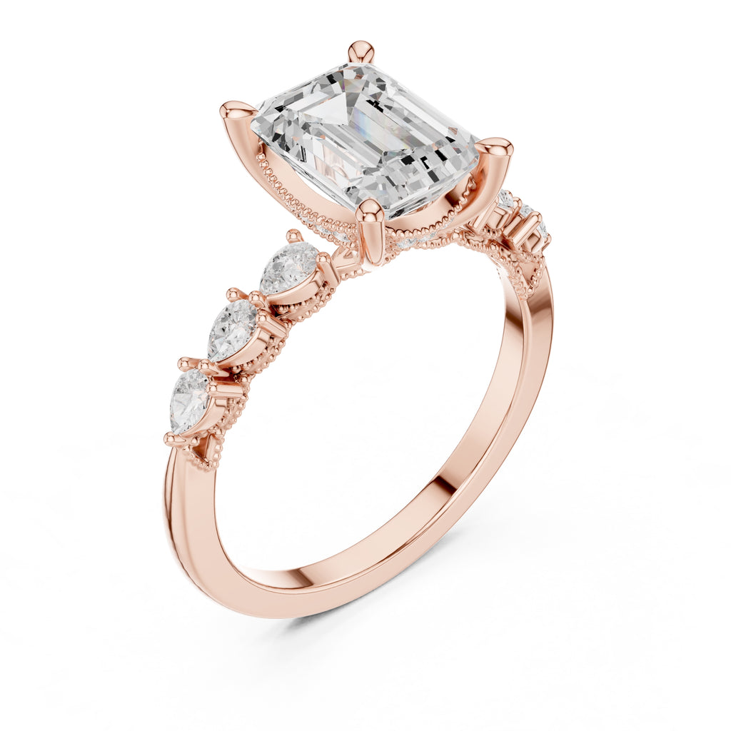 2.00 ct Legacy Vintage Engagement Ring 2ct Rose Gold Emerald
