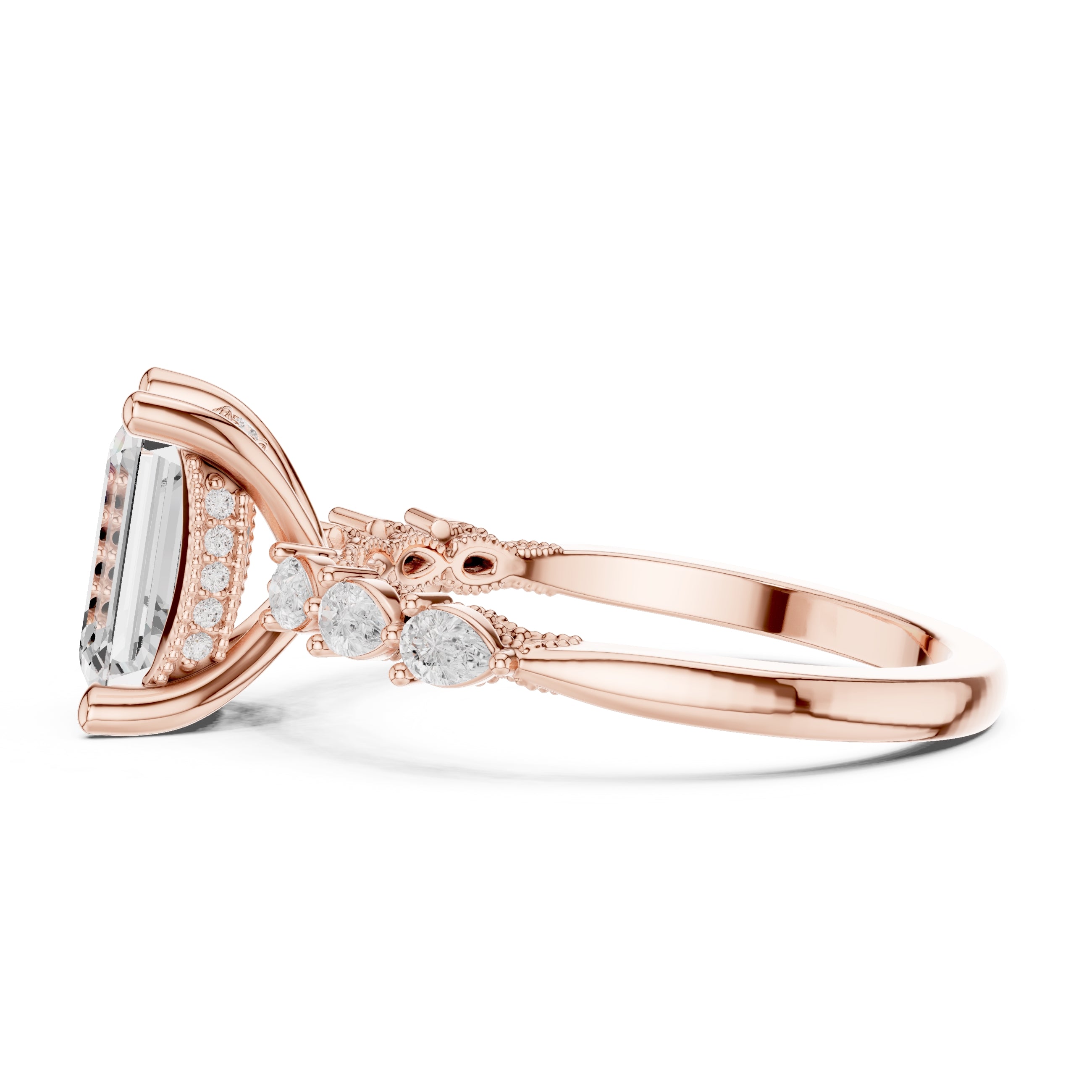 2.00 ct Legacy Vintage Engagement Ring 2ct Rose Gold Emerald