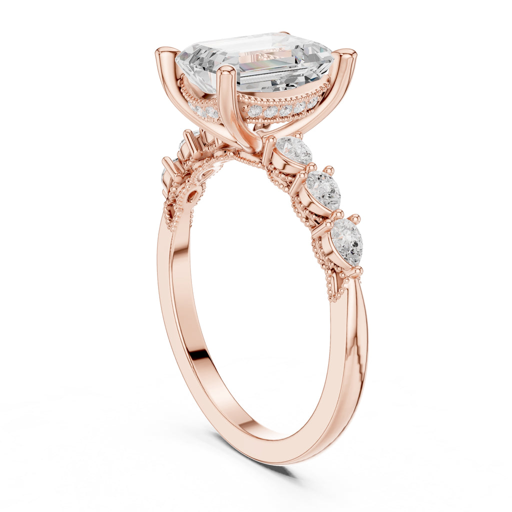 2.00 ct Legacy Vintage Engagement Ring 2ct Rose Gold Emerald