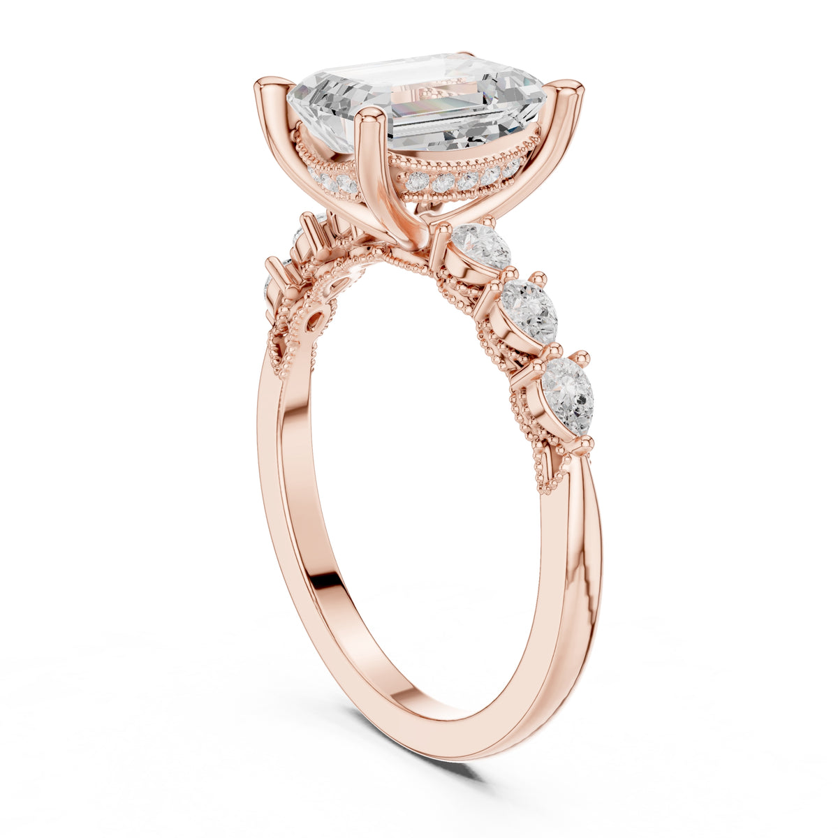 2.00 ct Legacy Vintage Engagement Ring 2ct Rose Gold Emerald