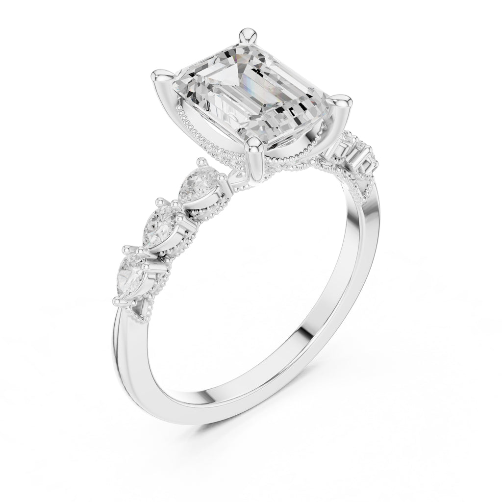 2.00 ct Legacy Vintage Engagement Ring 2ct White Gold Emerald