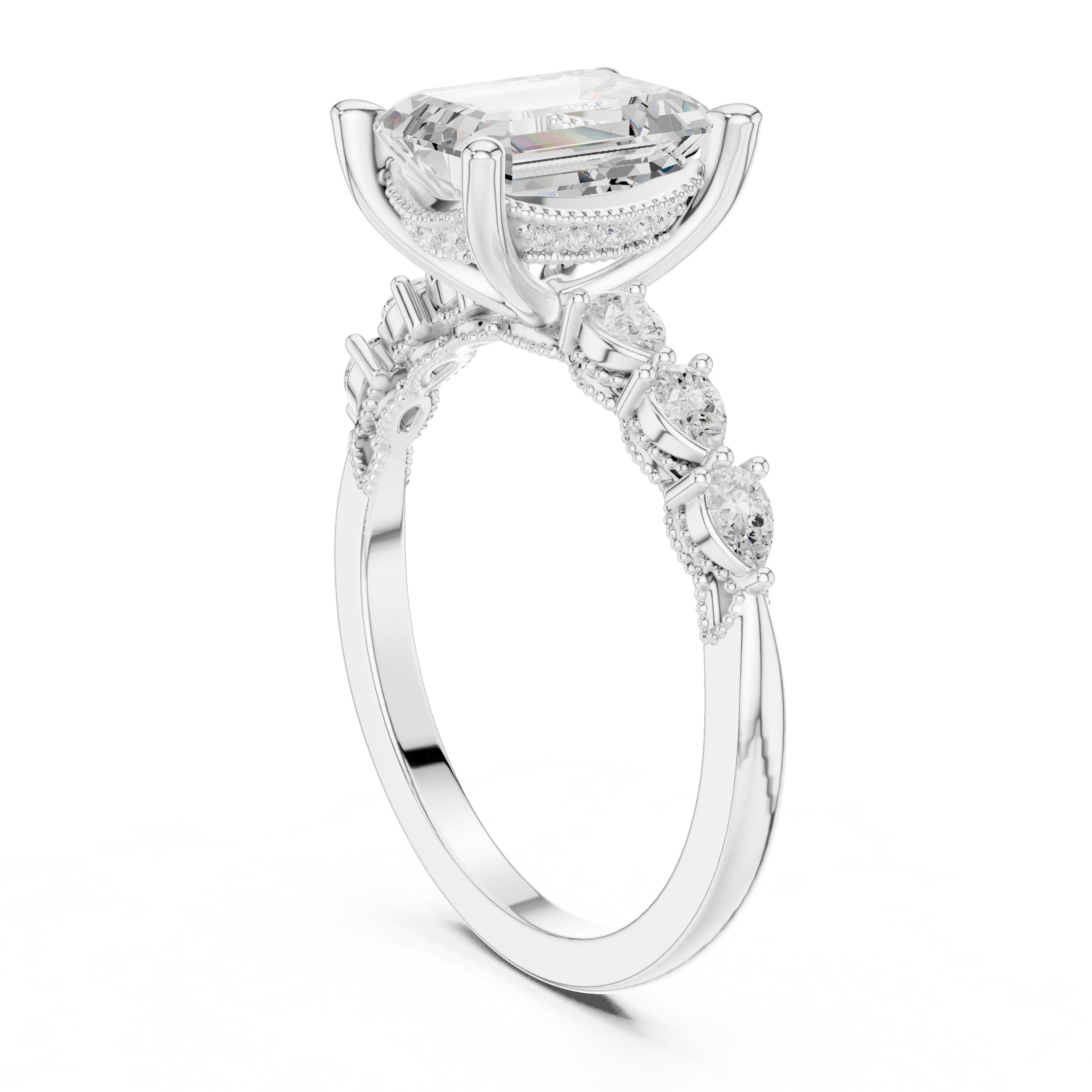 2.00 ct Legacy Vintage Engagement Ring 2ct White Gold Emerald