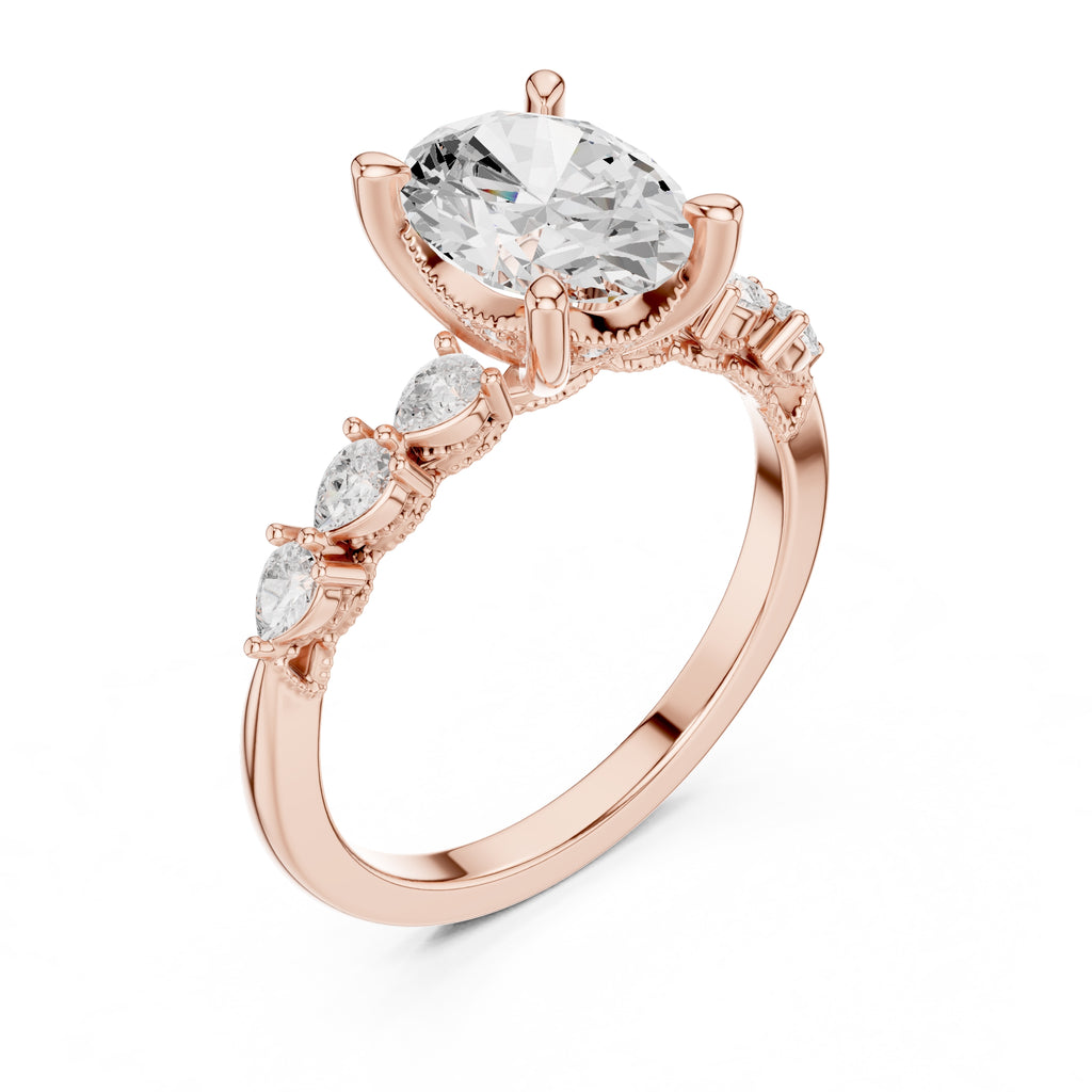 2.00 ct Legacy Vintage Engagement Ring 2ct Rose Gold Oval