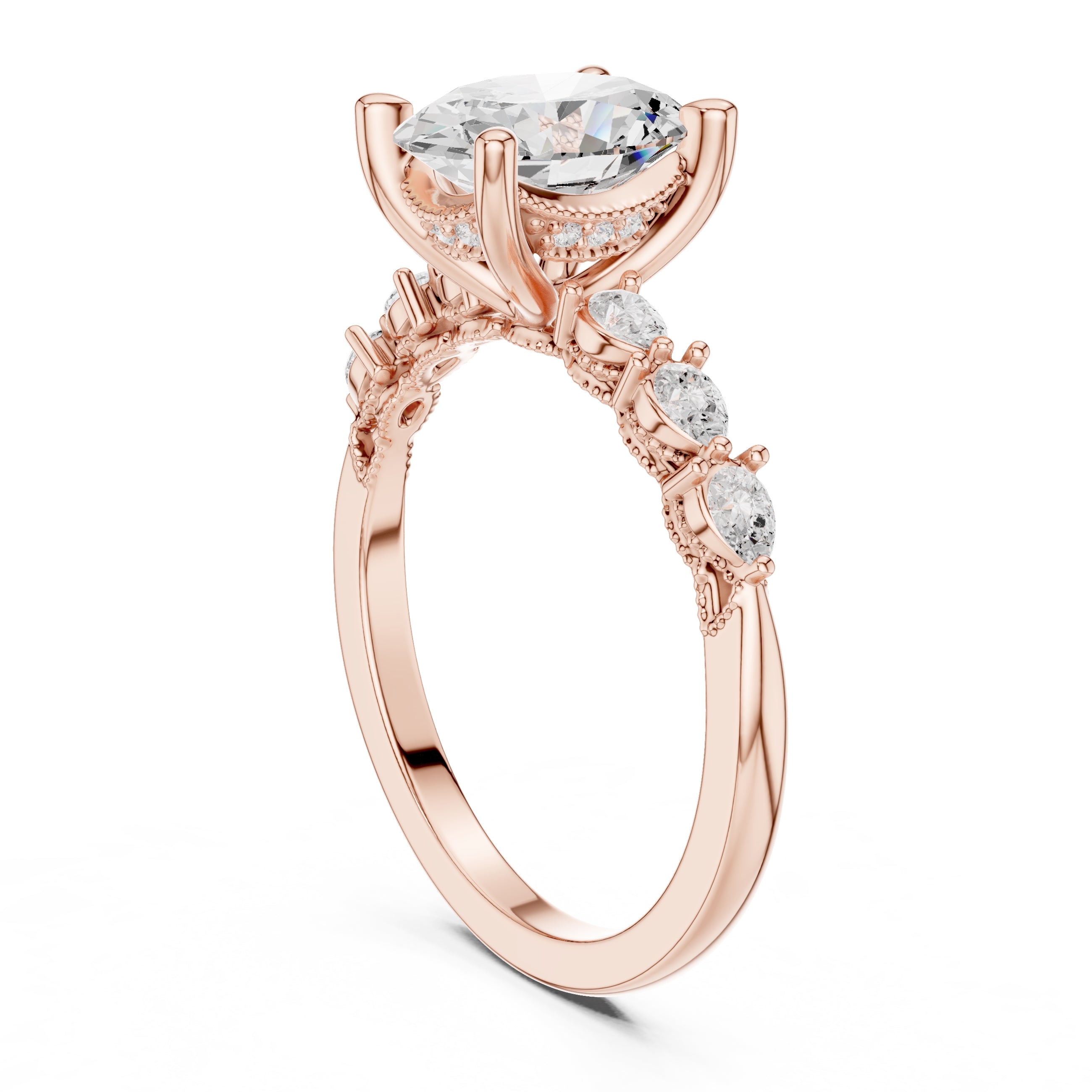 2.00 ct Legacy Vintage Engagement Ring 2ct Rose Gold Oval