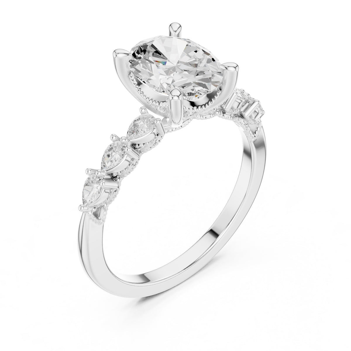 2.00 ct Legacy Vintage Engagement Ring 2ct White Gold Oval