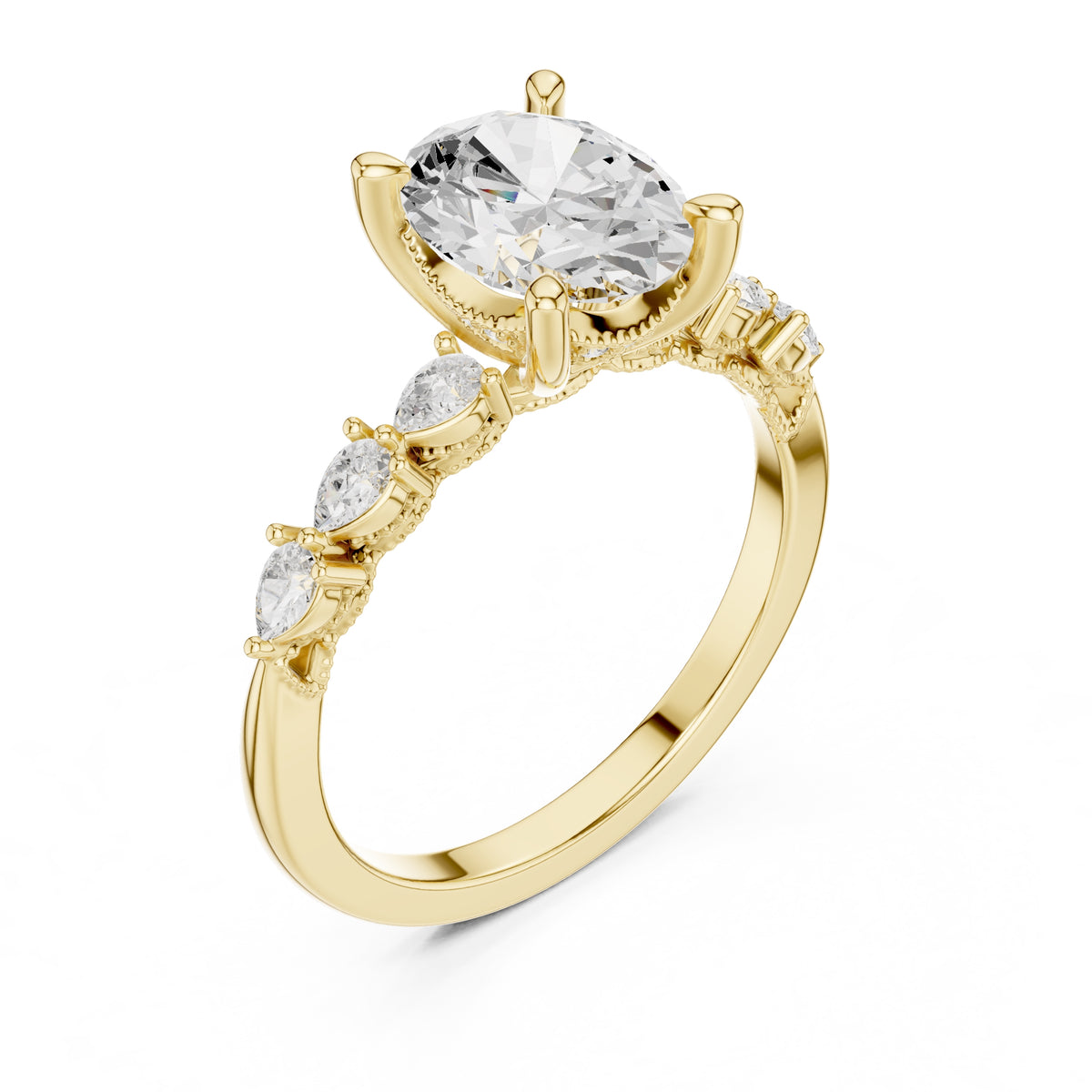 2.00 ct Legacy Vintage Engagement Ring 2ct Yellow Gold Oval