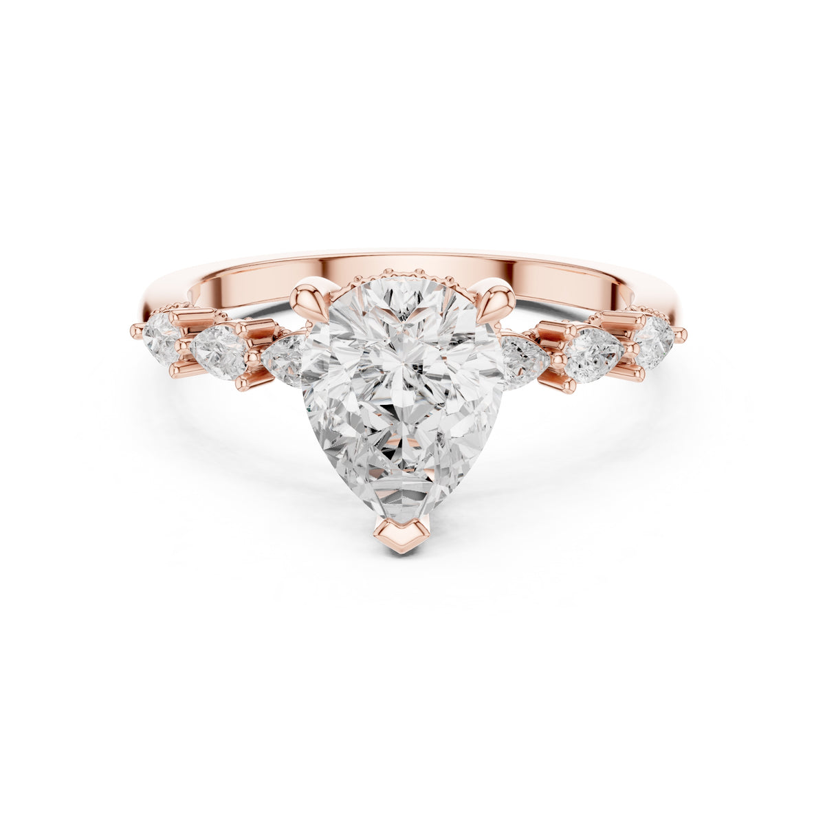2.00 ct Legacy Vintage Engagement Ring 2ct Rose Gold Pear