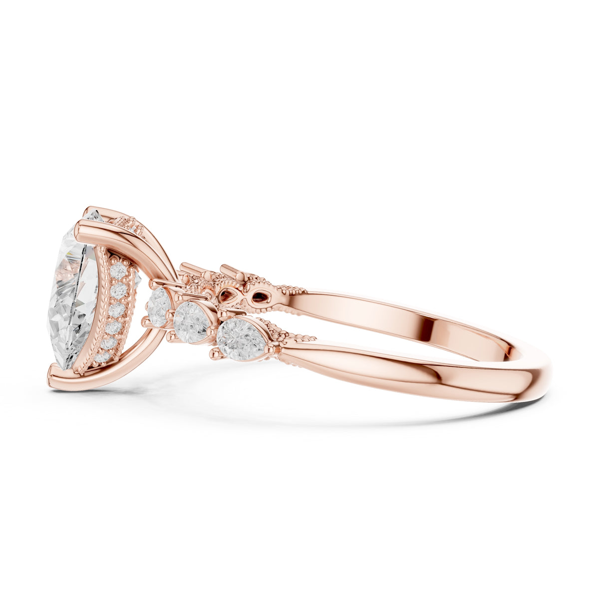 2.00 ct Legacy Vintage Engagement Ring 2ct Rose Gold Pear