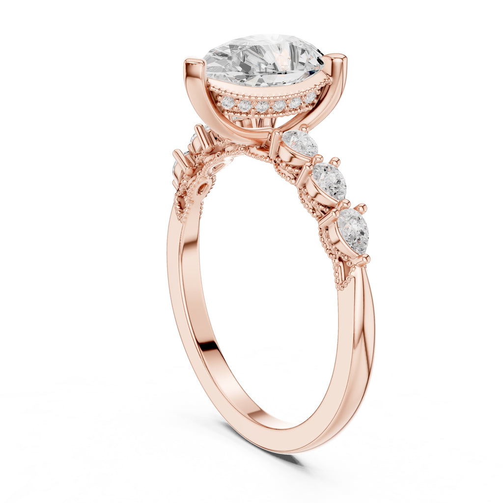 2.00 ct Legacy Vintage Engagement Ring 2ct Rose Gold Pear