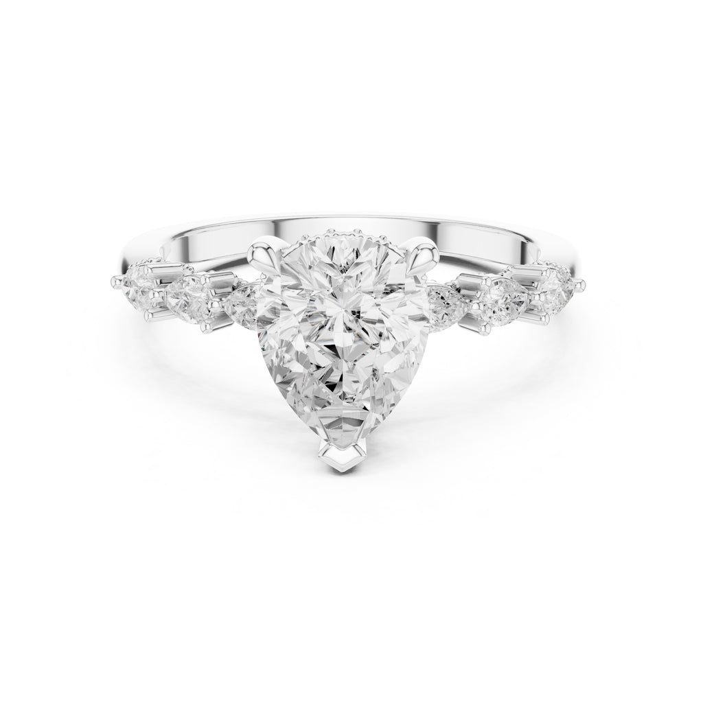 2.00 ct Legacy Vintage Engagement Ring 2ct White Gold Pear