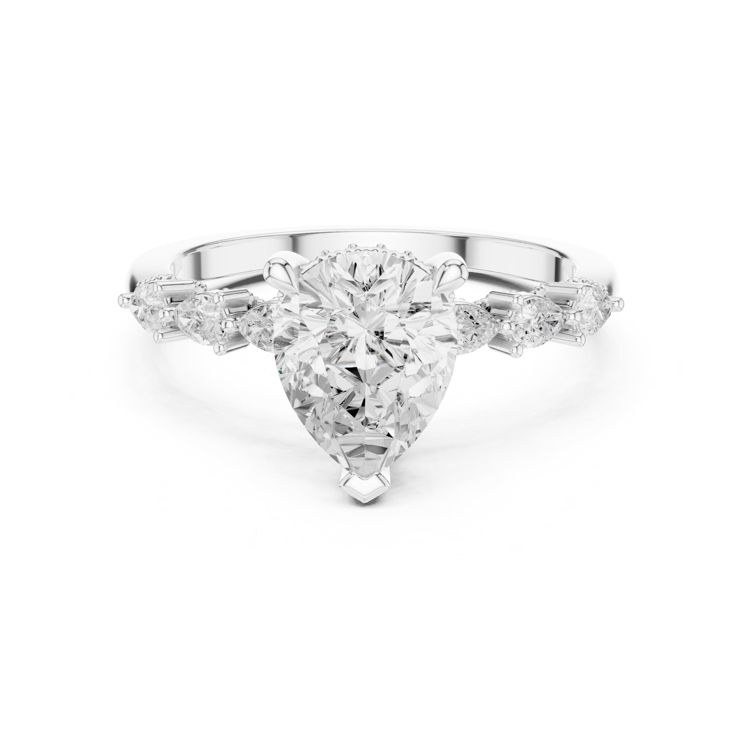 2.00 ct Legacy Vintage Engagement Ring 2ct White Gold Pear