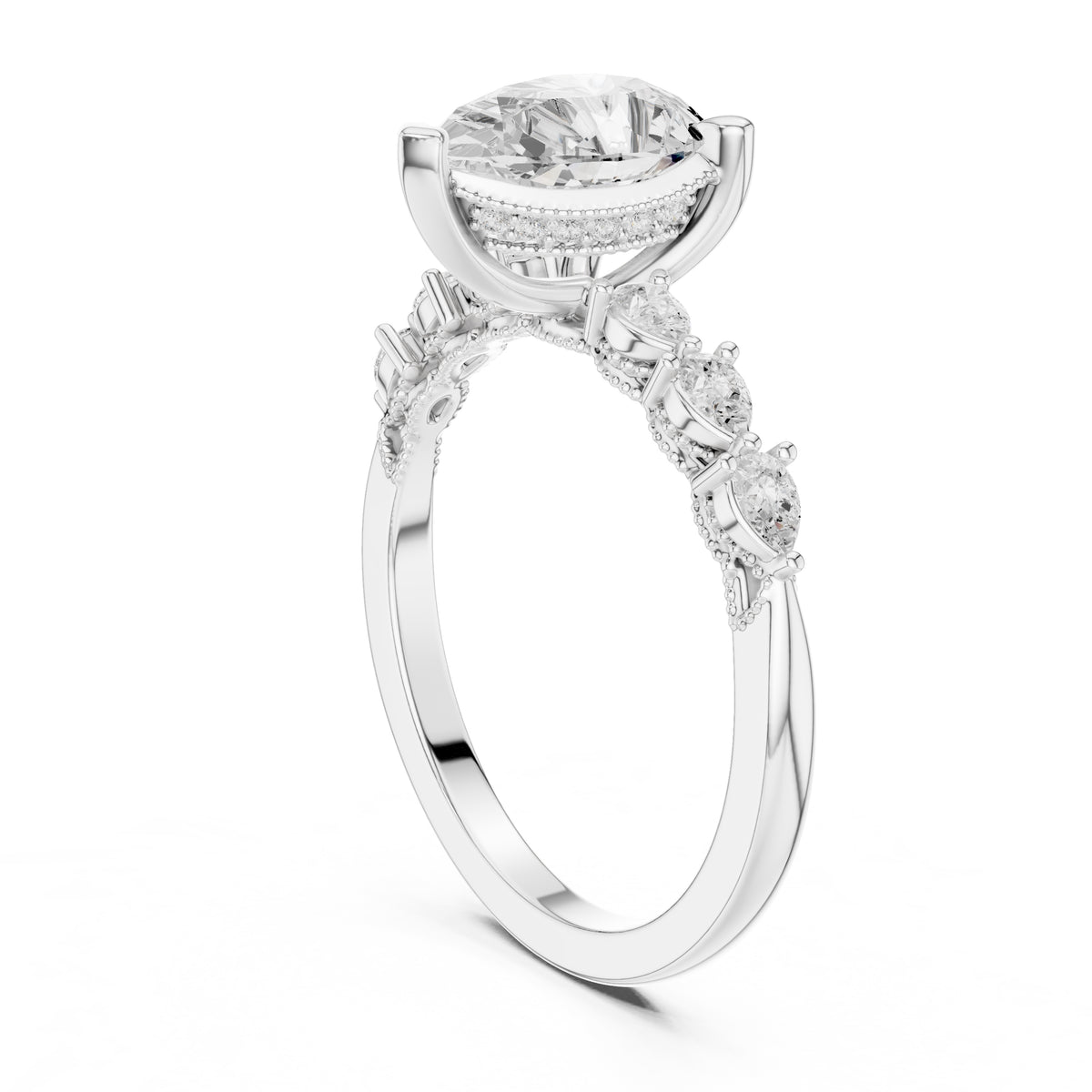 2.00 ct Legacy Vintage Engagement Ring 2ct White Gold Pear