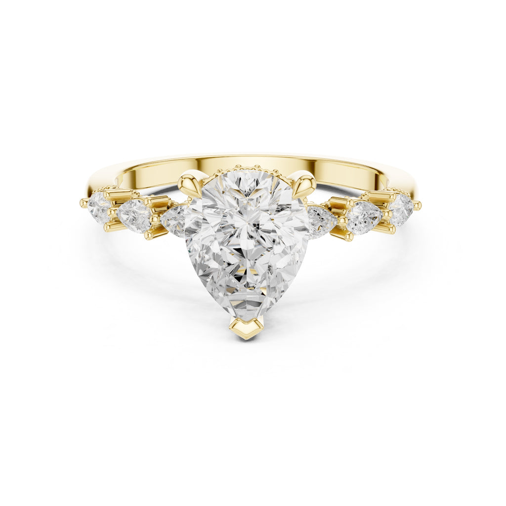 2.00 ct Legacy Vintage Engagement Ring 2ct Yellow Gold Pear