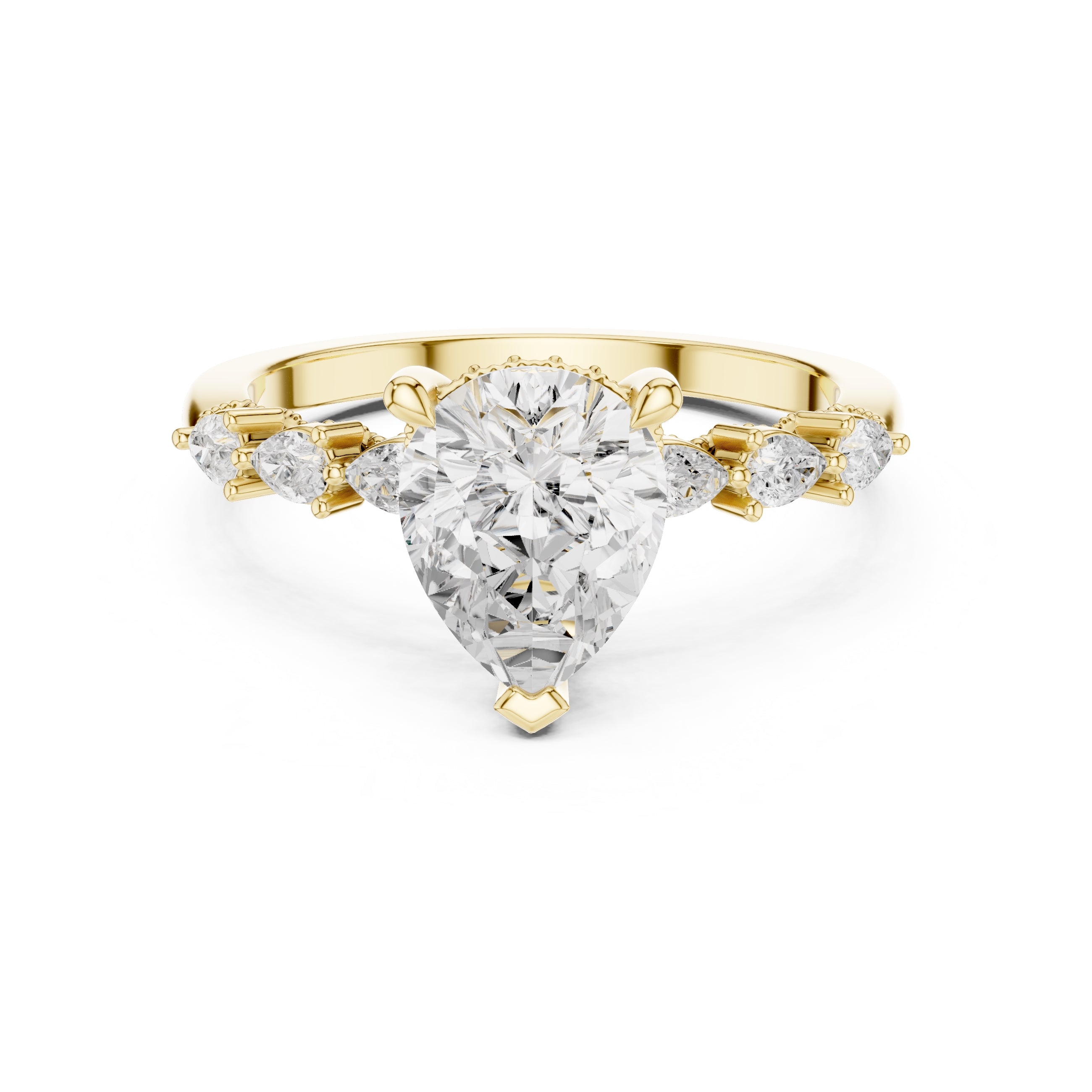 2.00 ct Legacy Vintage Engagement Ring 2ct Yellow Gold Pear