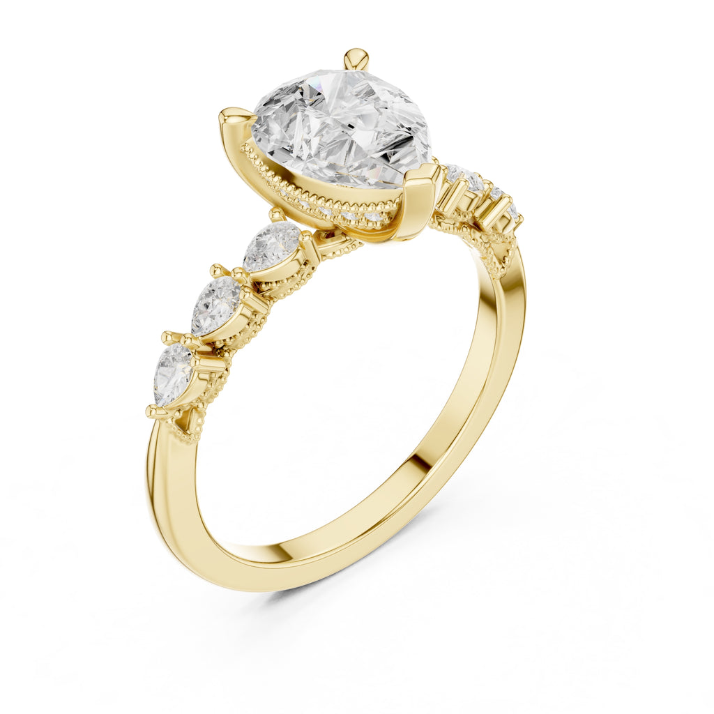 2.00 ct Legacy Vintage Engagement Ring 2ct Yellow Gold Pear