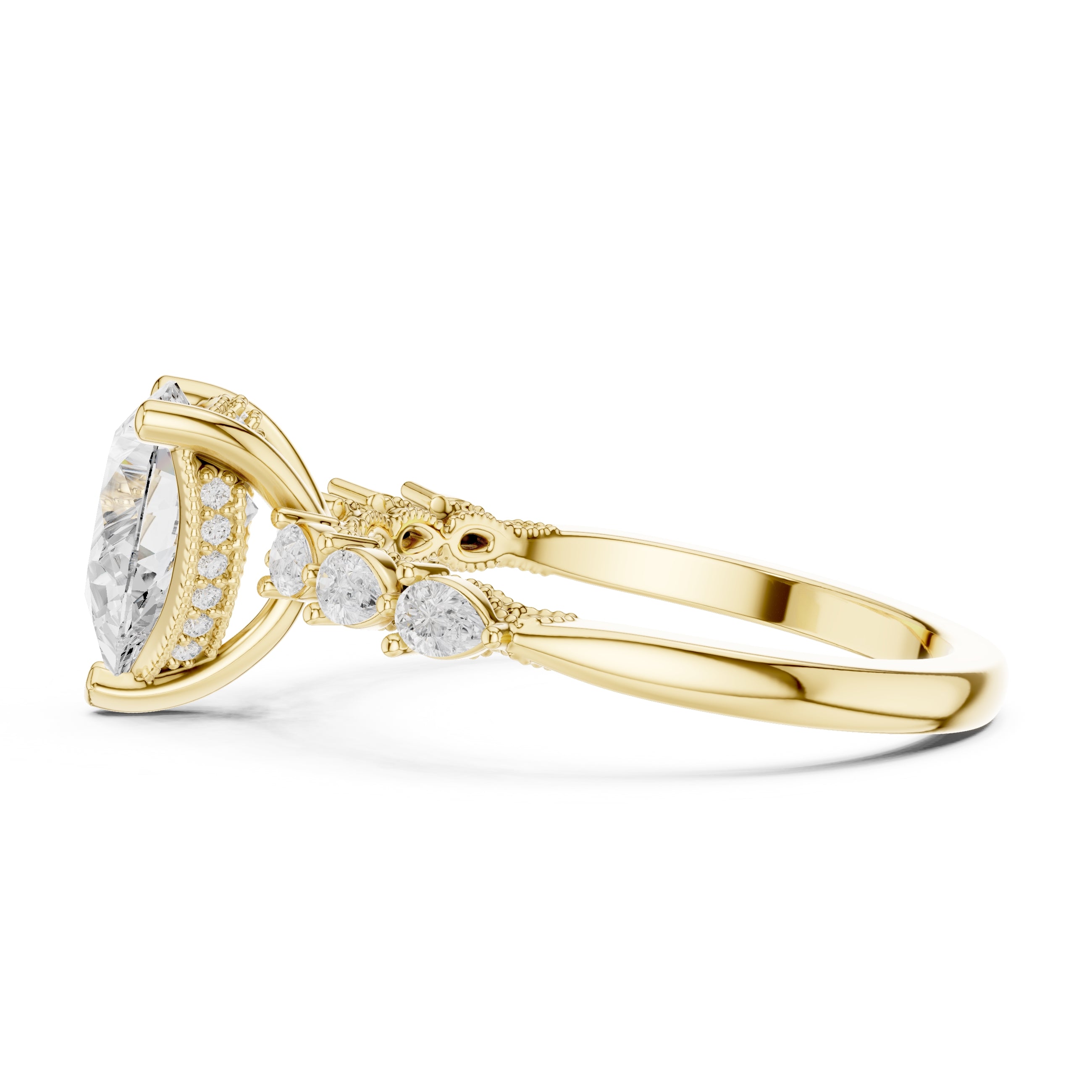 2.00 ct Legacy Vintage Engagement Ring 2ct Yellow Gold Pear