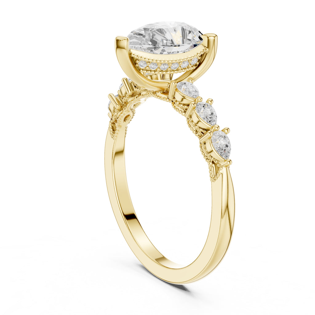 2.00 ct Legacy Vintage Engagement Ring 2ct Yellow Gold Pear