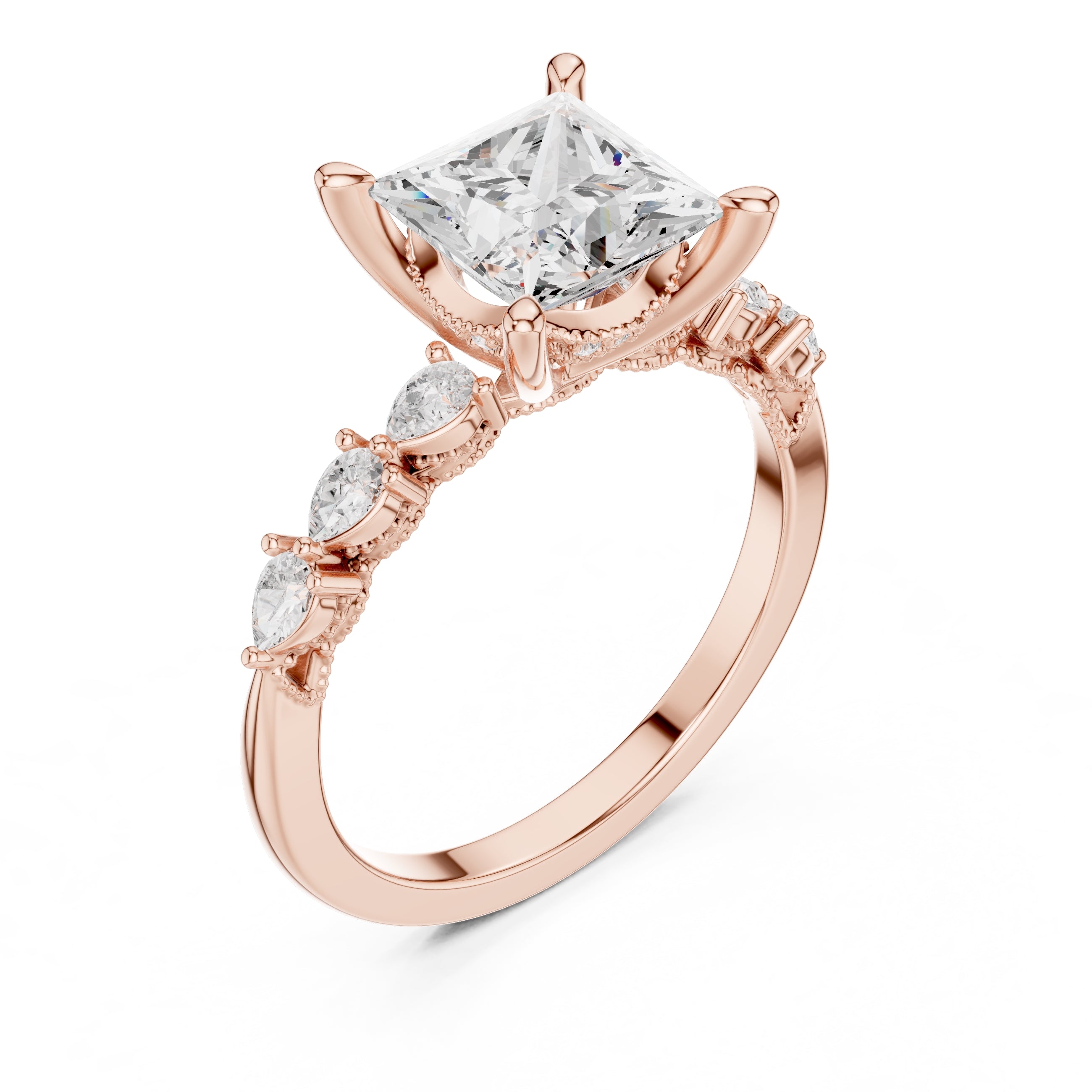 2.00 ct Legacy Vintage Engagement Ring 2ct Rose Gold Princess