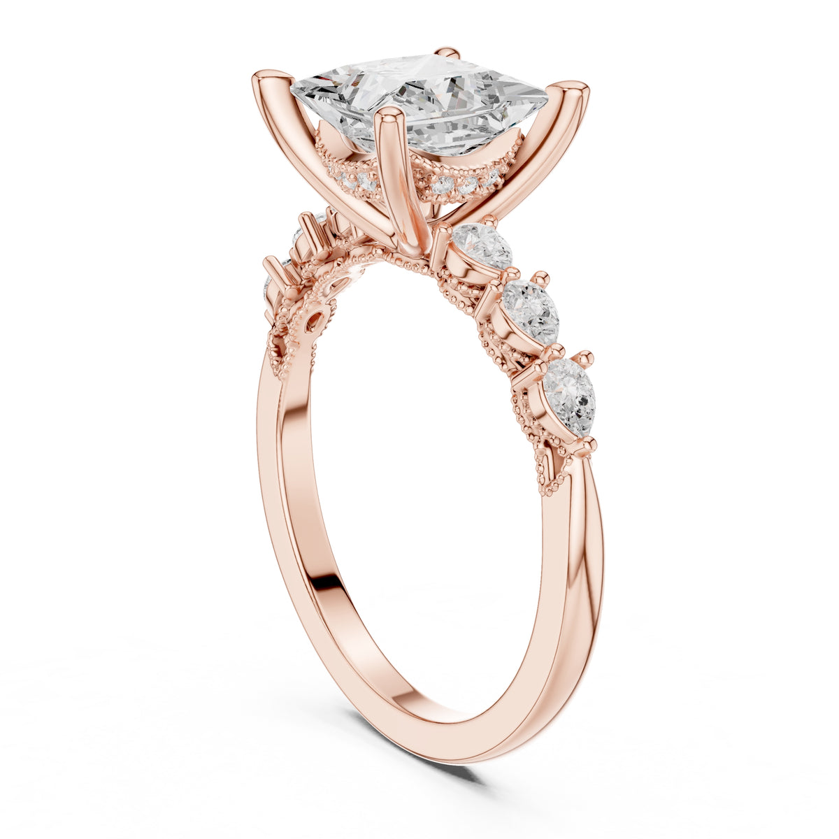 2.00 ct Legacy Vintage Engagement Ring 2ct Rose Gold Princess