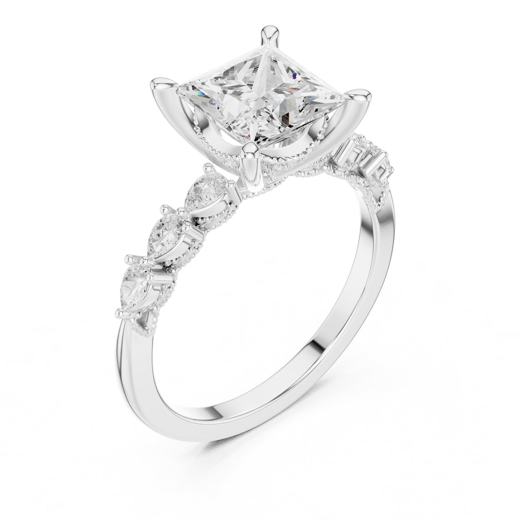 2.00 ct Legacy Vintage Engagement Ring 2ct White Gold Princess