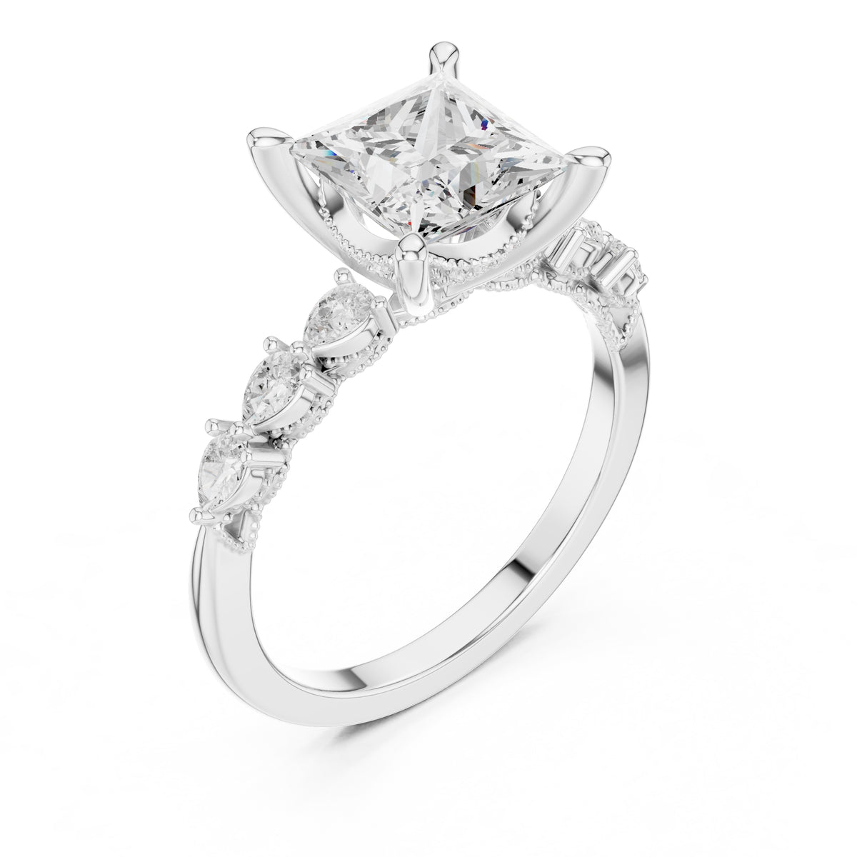 2.00 ct Legacy Vintage Engagement Ring 2ct White Gold Princess