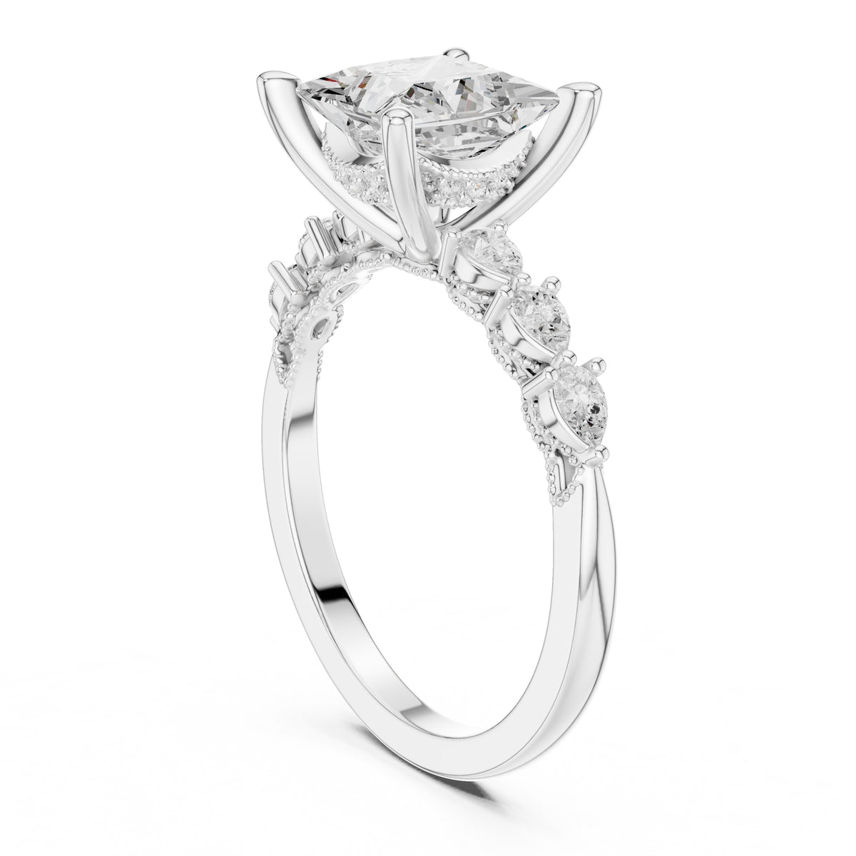 2.00 ct Legacy Vintage Engagement Ring 2ct White Gold Princess