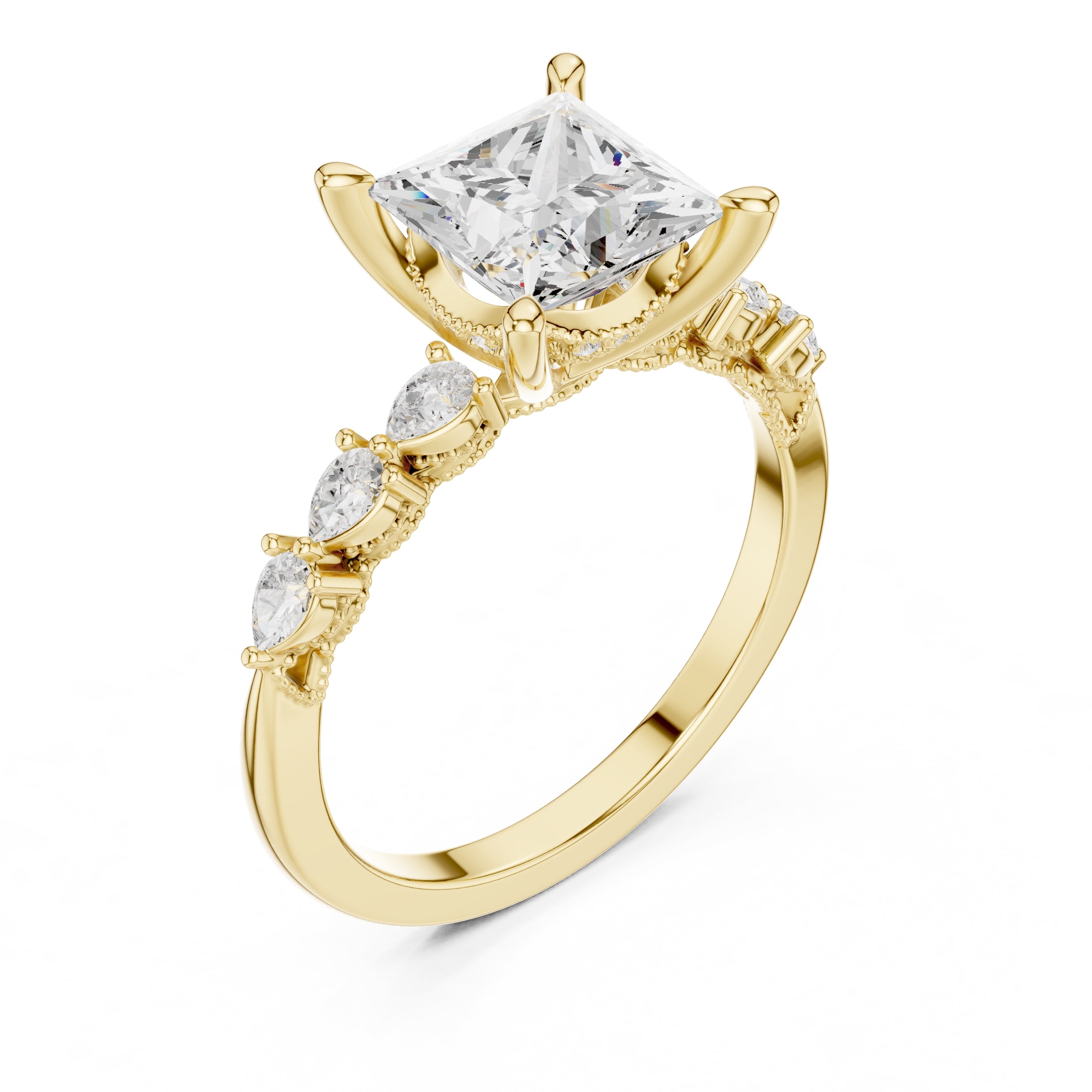 2.00 ct Legacy Vintage Engagement Ring 2ct Yellow Gold Princess
