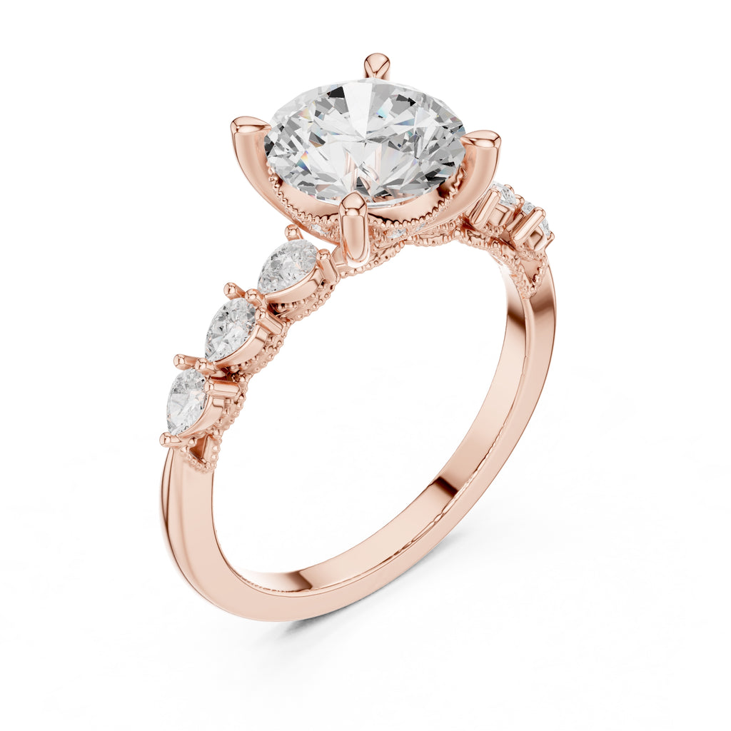 2.00 ct Legacy Vintage Engagement Ring 2ct Rose Gold Round