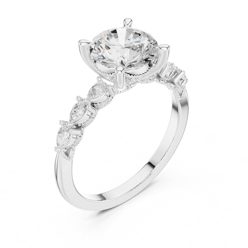 2.00 ct Legacy Vintage Engagement Ring 2ct White Gold Round